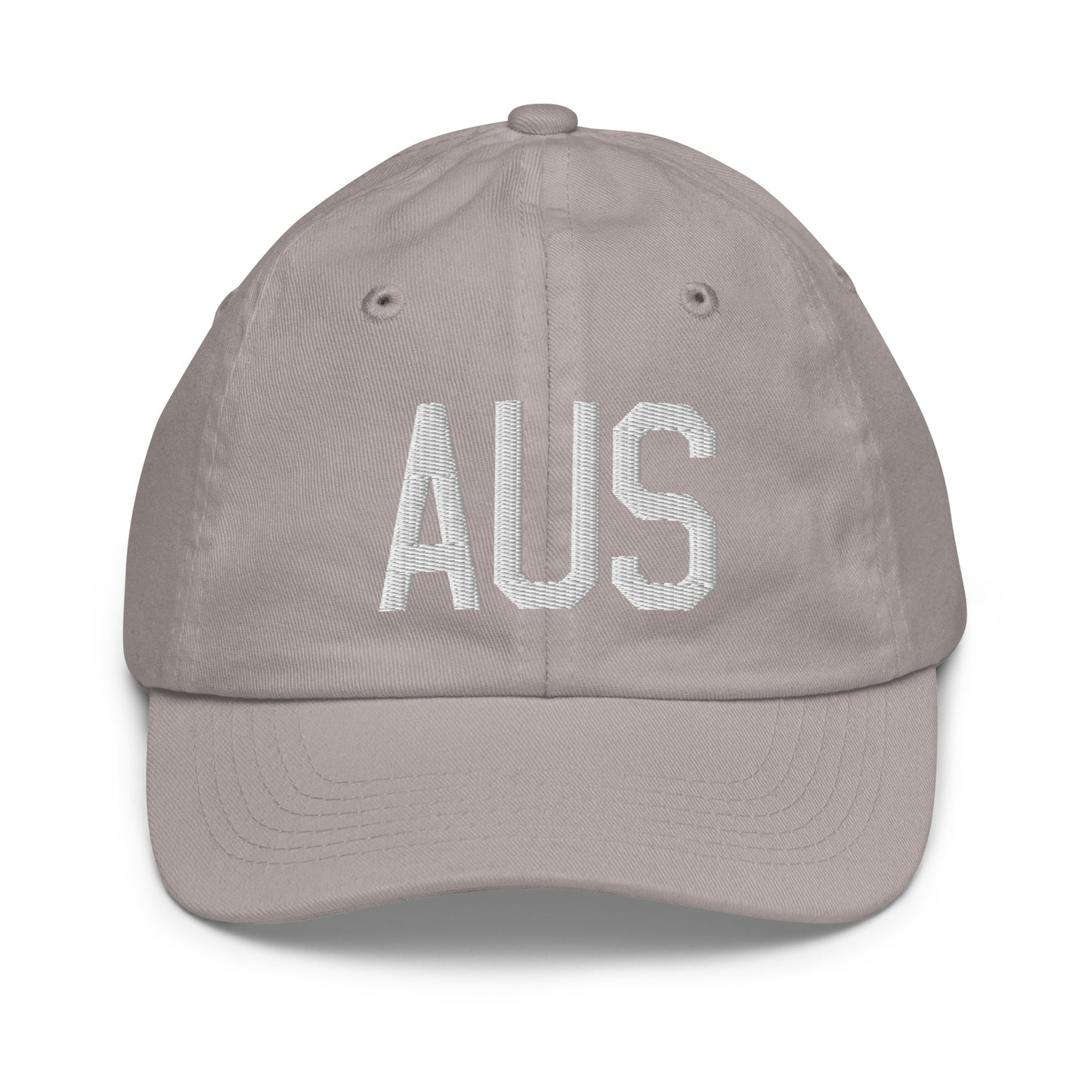 Airport Code Kid's Baseball Cap - White • AUS Austin • YHM Designs - Image 25