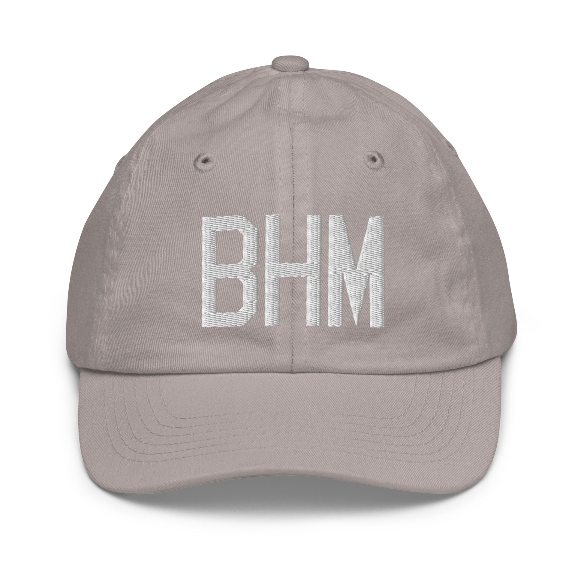 Airport Code Kid's Baseball Cap - White • BHM Birmingham • YHM Designs - Image 25