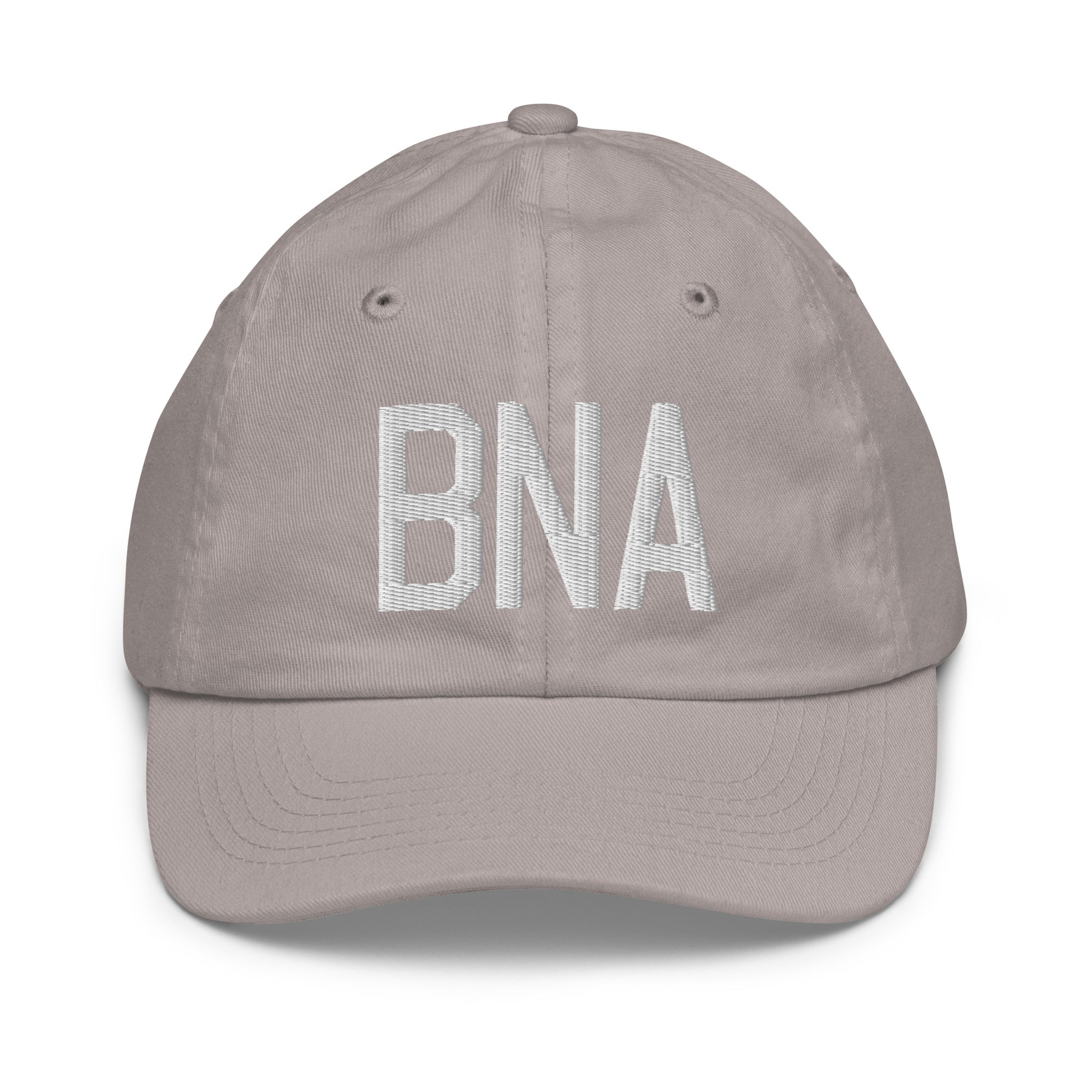Airport Code Kid's Baseball Cap - White • BNA Nashville • YHM Designs - Image 25