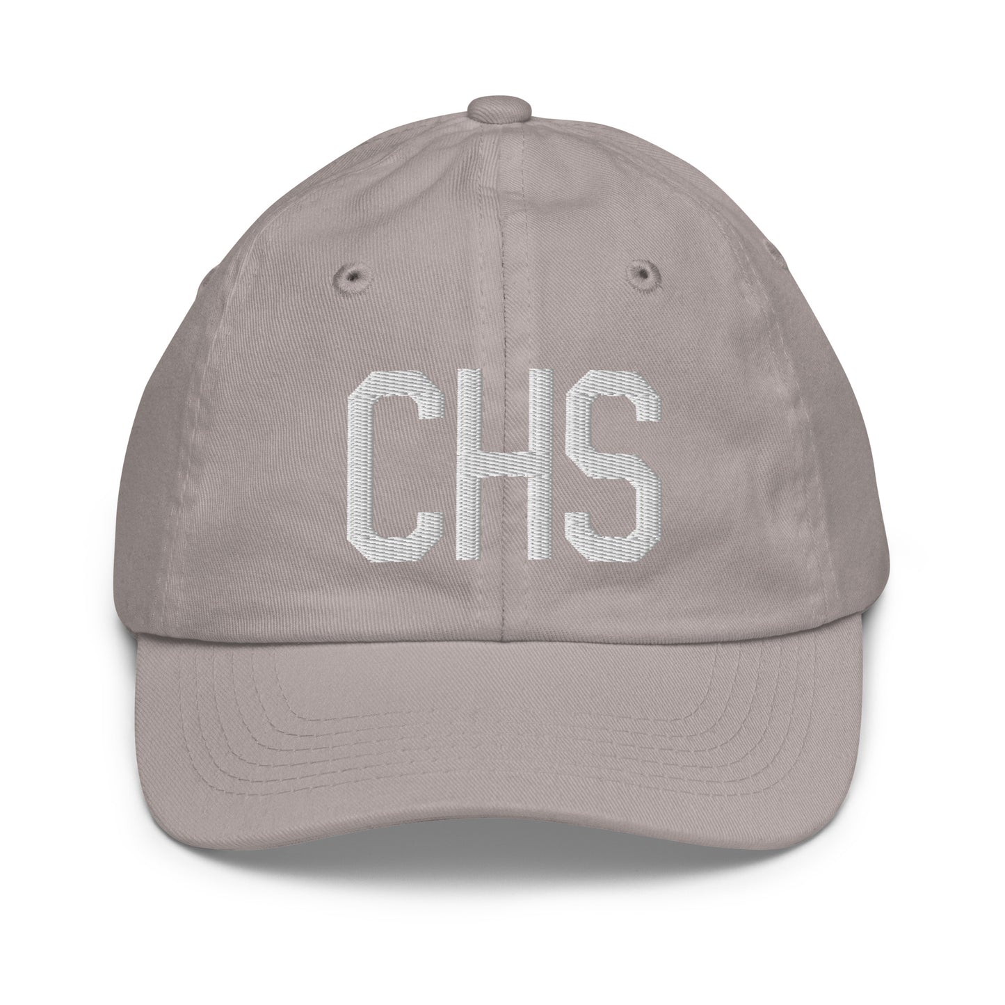 Airport Code Kid's Baseball Cap - White • CHS Charleston • YHM Designs - Image 25
