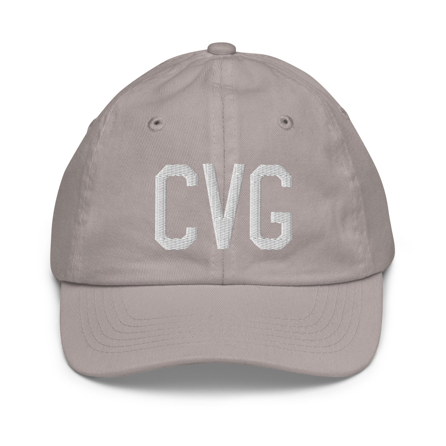Airport Code Kid's Baseball Cap - White • CVG Cincinnati • YHM Designs - Image 25