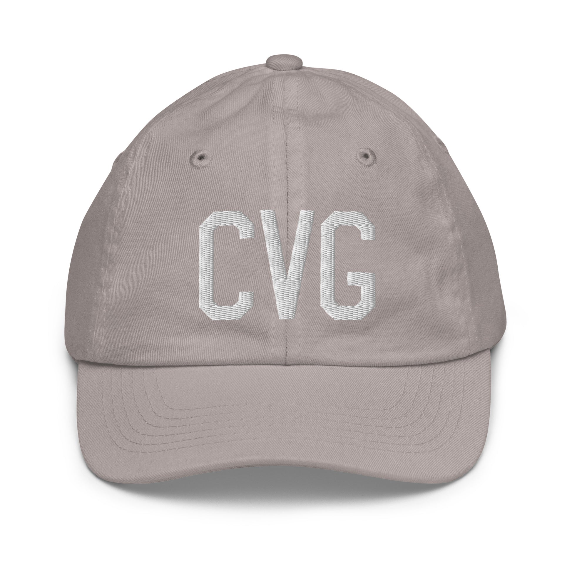 Airport Code Kid's Baseball Cap - White • CVG Cincinnati • YHM Designs - Image 25