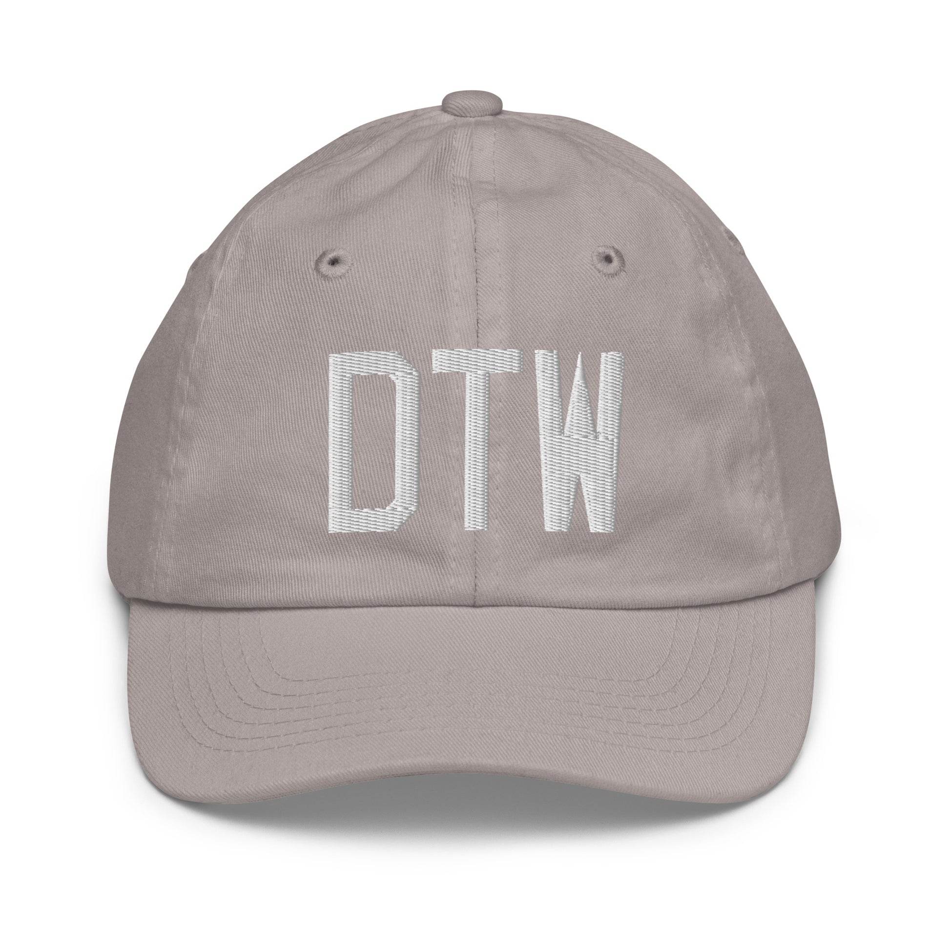Airport Code Kid's Baseball Cap - White • DTW Detroit • YHM Designs - Image 25