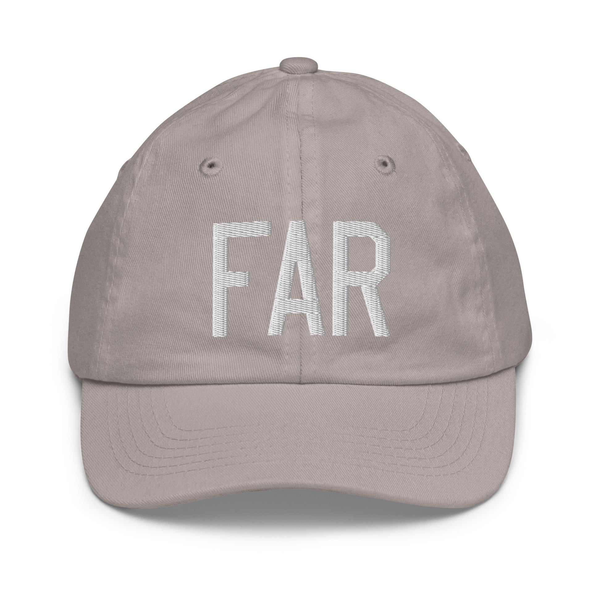 Airport Code Kid's Baseball Cap - White • FAR Fargo • YHM Designs - Image 25