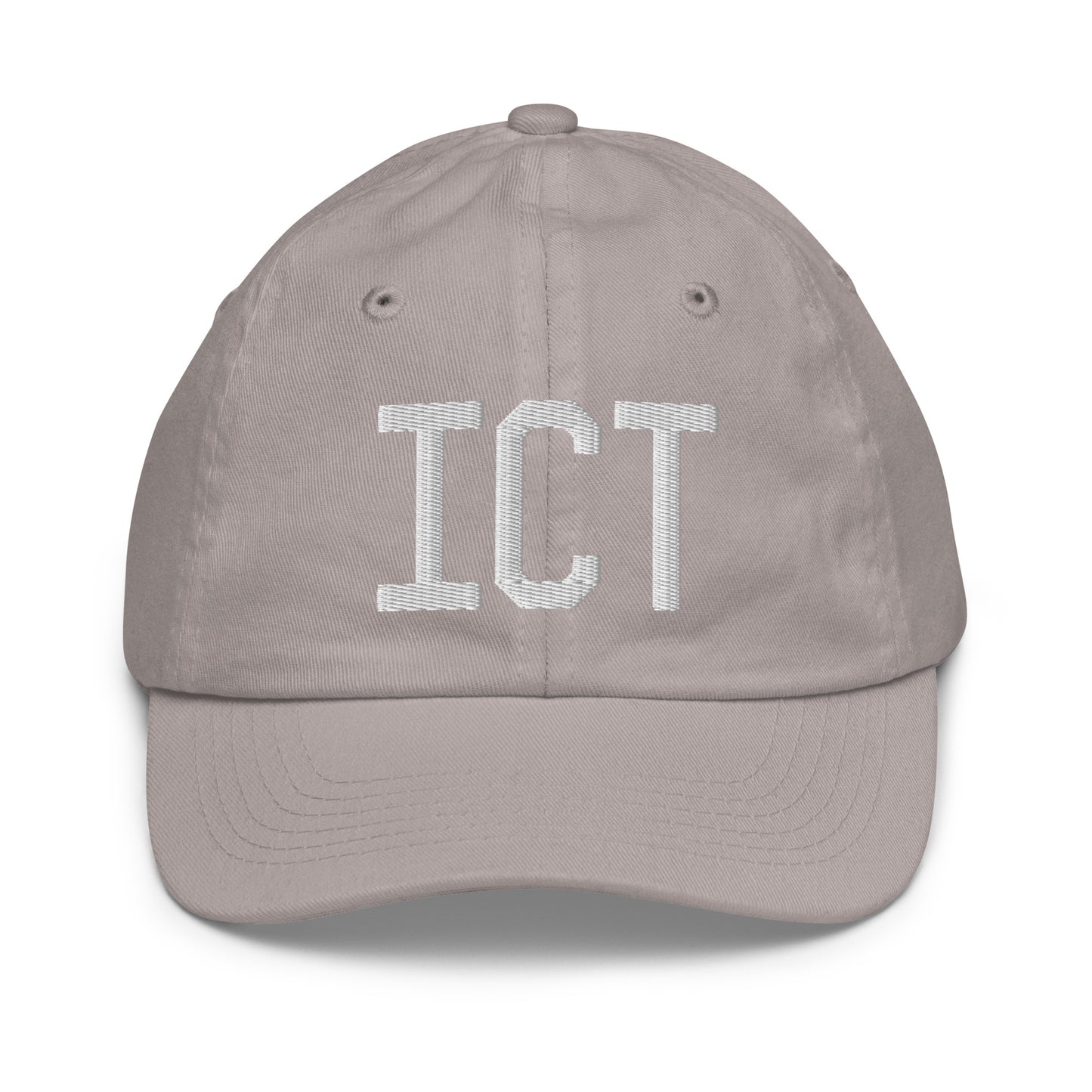 Airport Code Kid's Baseball Cap - White • ICT Wichita • YHM Designs - Image 25
