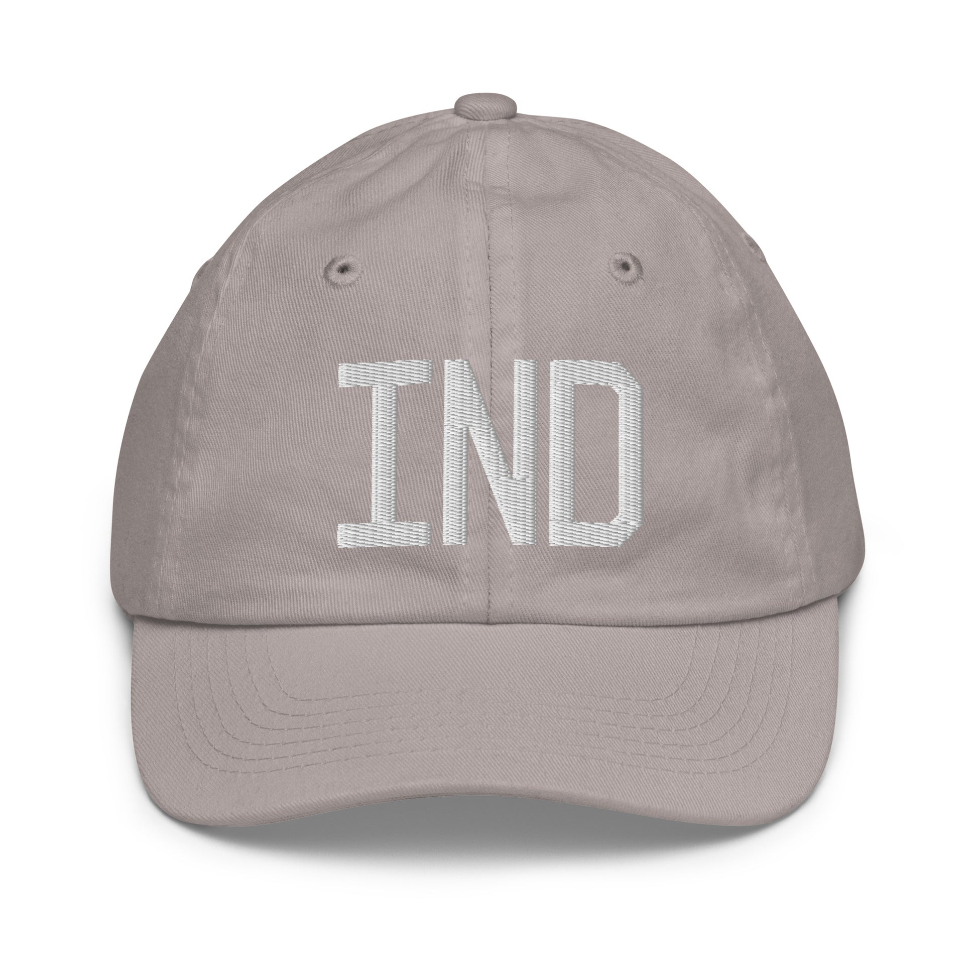 Airport Code Kid's Baseball Cap - White • IND Indianapolis • YHM Designs - Image 25