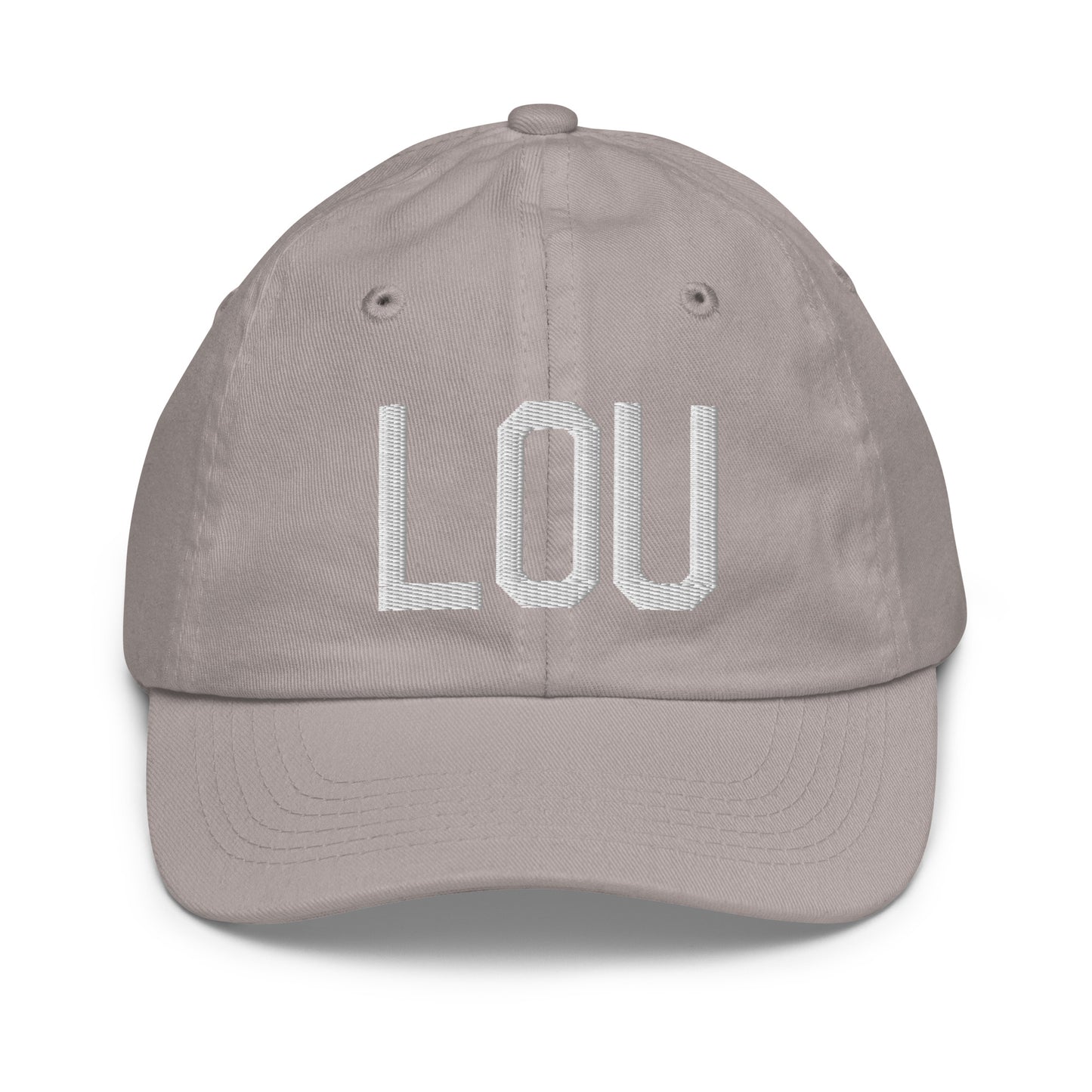 Airport Code Kid's Baseball Cap - White • LOU Louisville • YHM Designs - Image 25