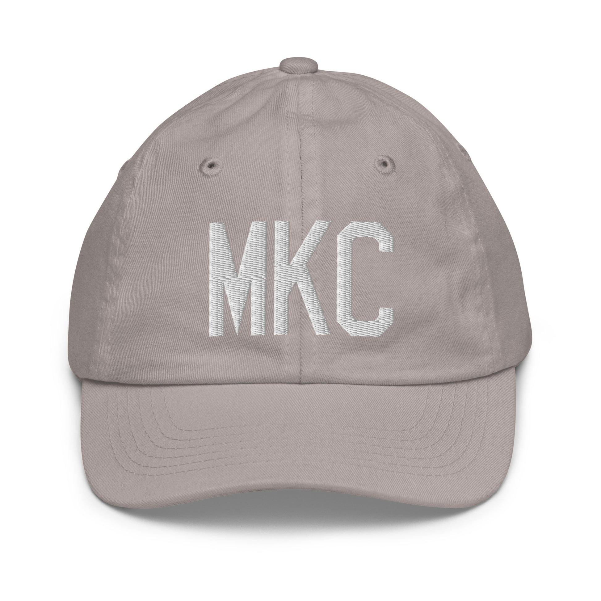 Airport Code Kid's Baseball Cap - White • MKC Kansas City • YHM Designs - Image 25