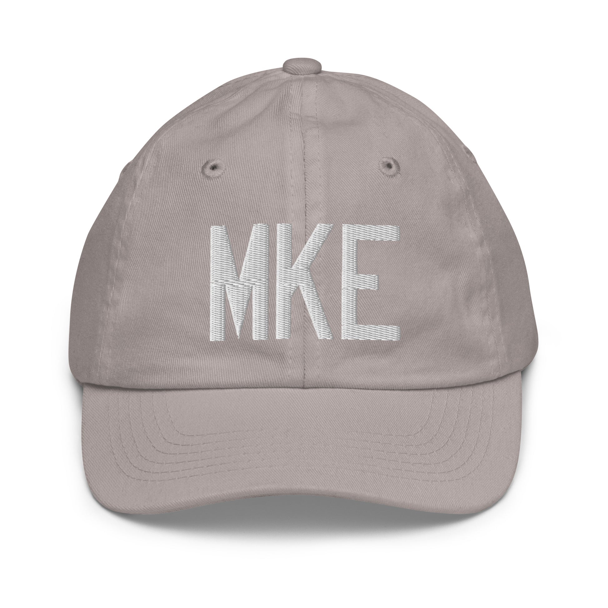 Airport Code Kid's Baseball Cap - White • MKE Milwaukee • YHM Designs - Image 25