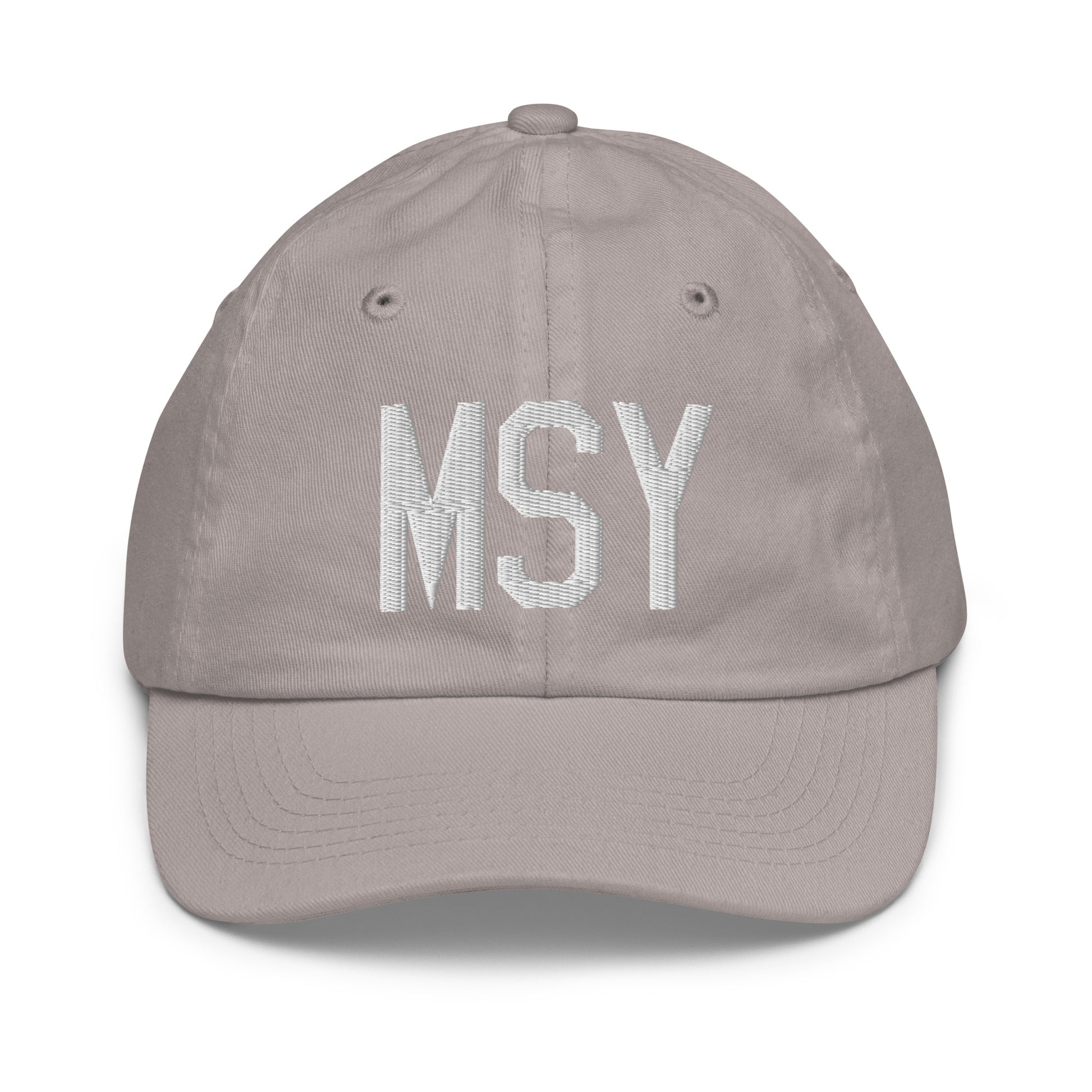 Airport Code Kid's Baseball Cap - White • MSY New Orleans • YHM Designs - Image 25