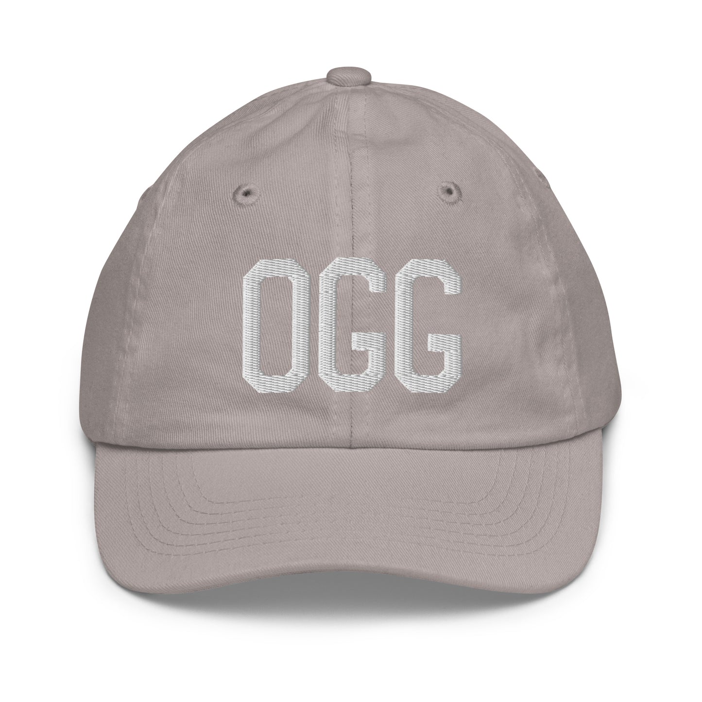 Airport Code Kid's Baseball Cap - White • OGG Maui • YHM Designs - Image 25