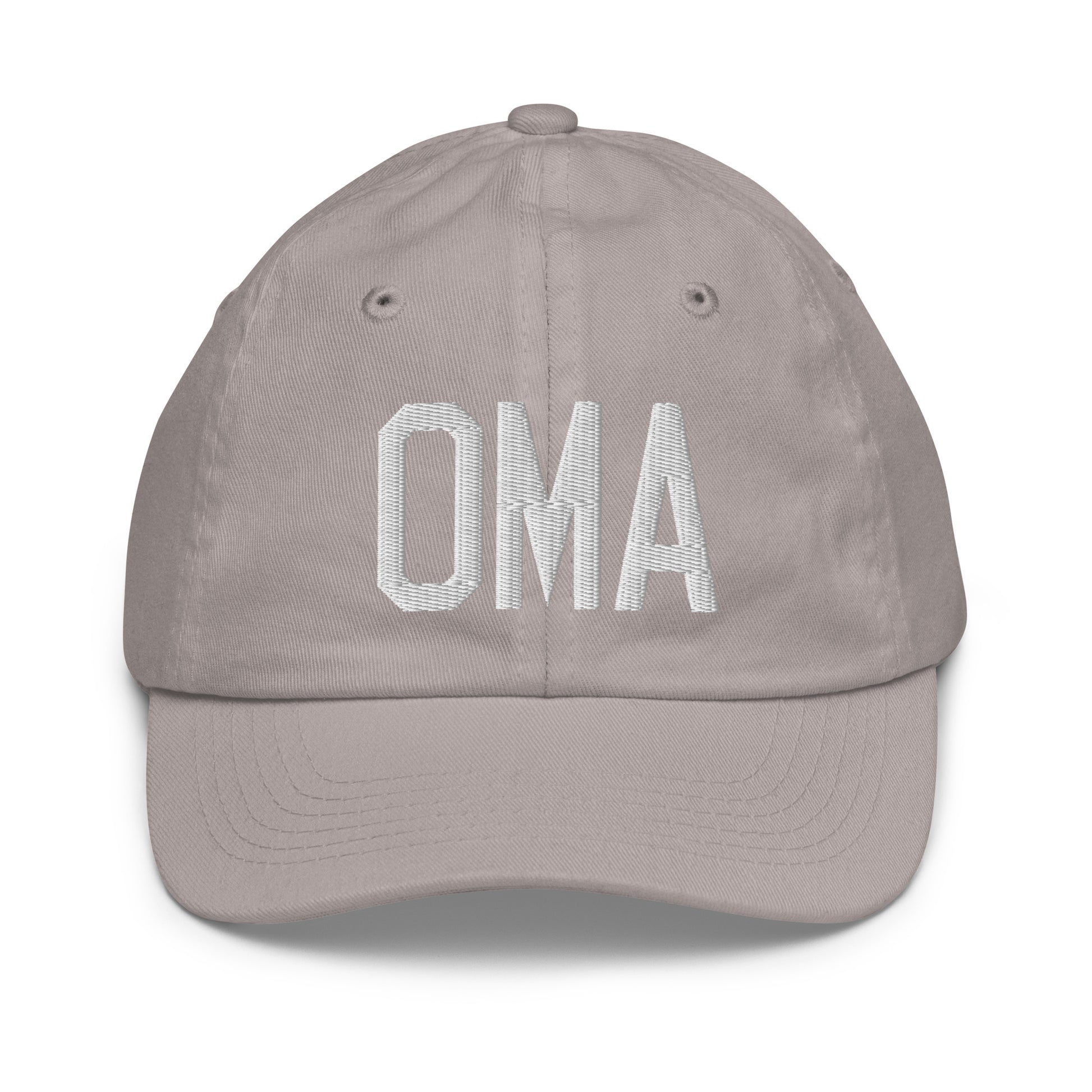 Airport Code Kid's Baseball Cap - White • OMA Omaha • YHM Designs - Image 25