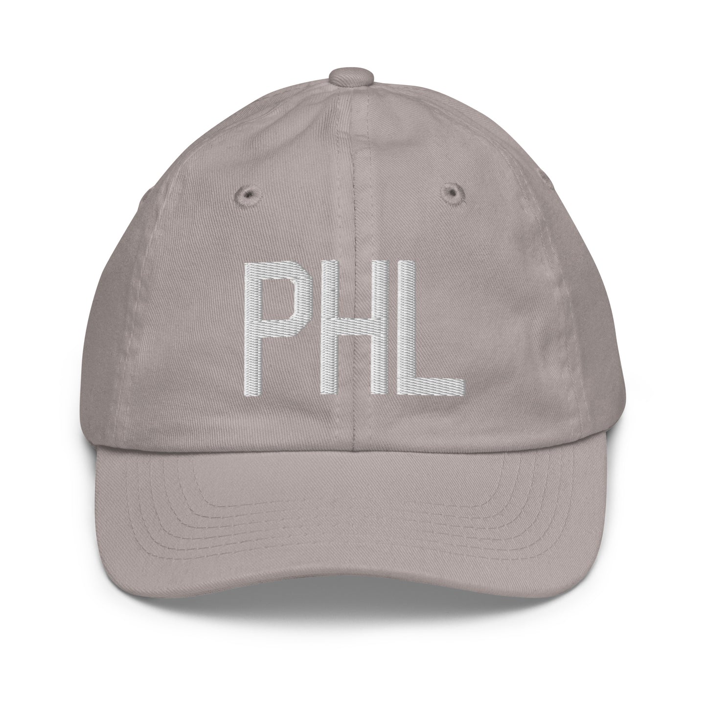 Airport Code Kid's Baseball Cap - White • PHL Philadelphia • YHM Designs - Image 25