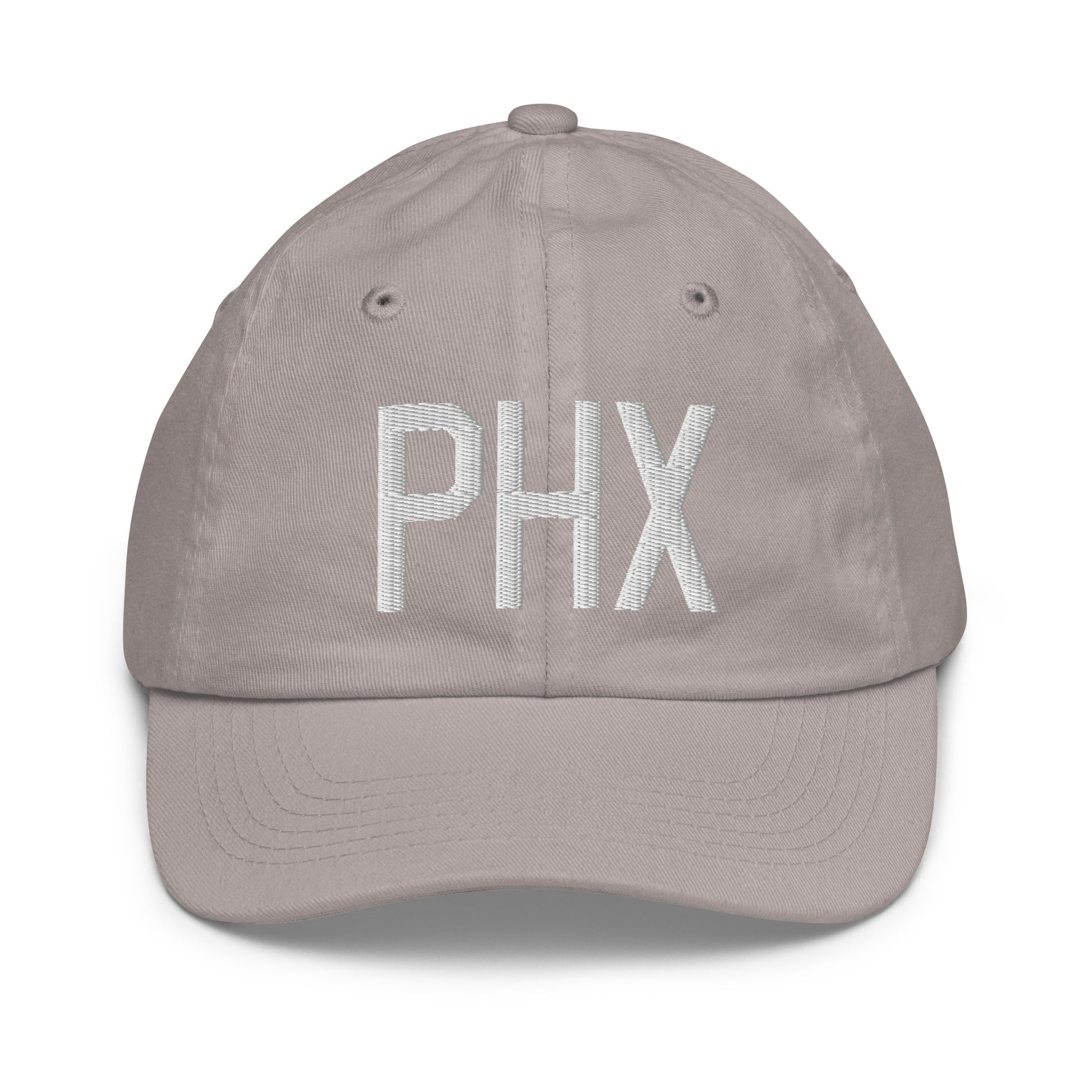 Airport Code Kid's Baseball Cap - White • PHX Phoenix • YHM Designs - Image 25