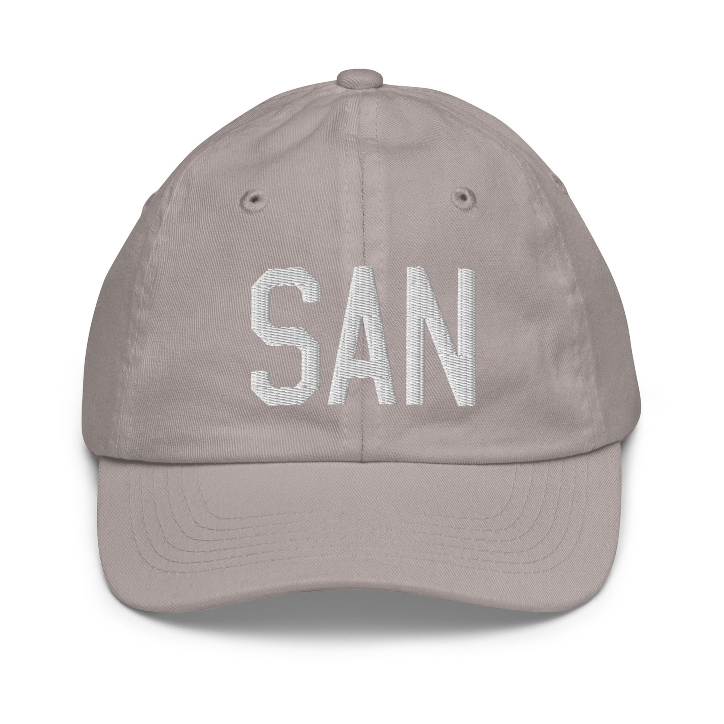 Airport Code Kid's Baseball Cap - White • SAN San Diego • YHM Designs - Image 25