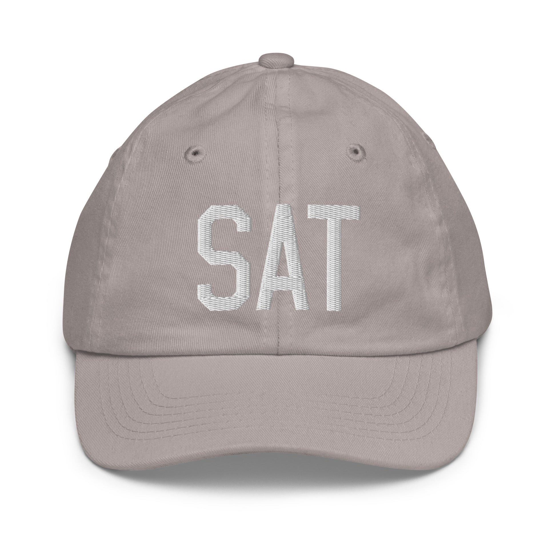 Airport Code Kid's Baseball Cap - White • SAT San Antonio • YHM Designs - Image 25
