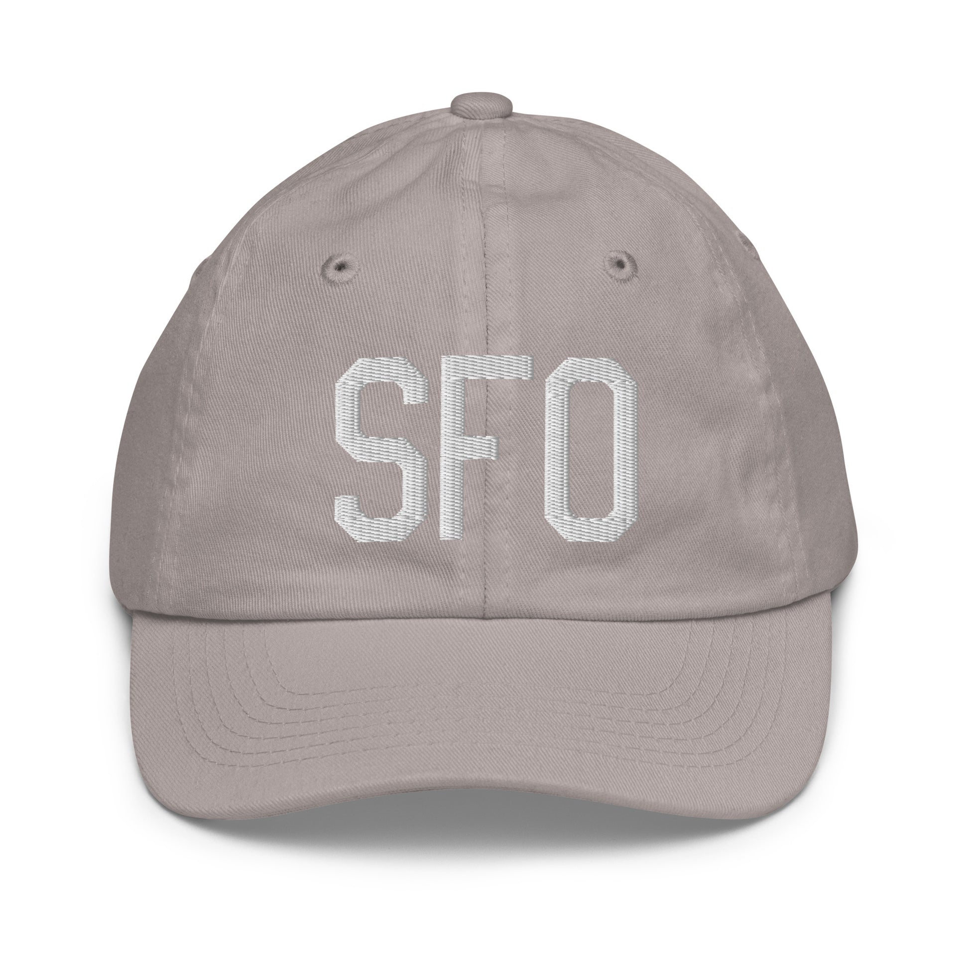 Airport Code Kid's Baseball Cap - White • SFO San Francisco • YHM Designs - Image 25