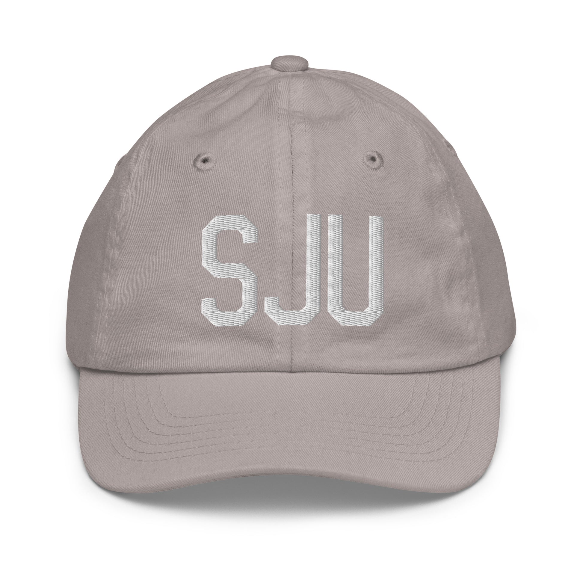 Airport Code Kid's Baseball Cap - White • SJU San Juan • YHM Designs - Image 25