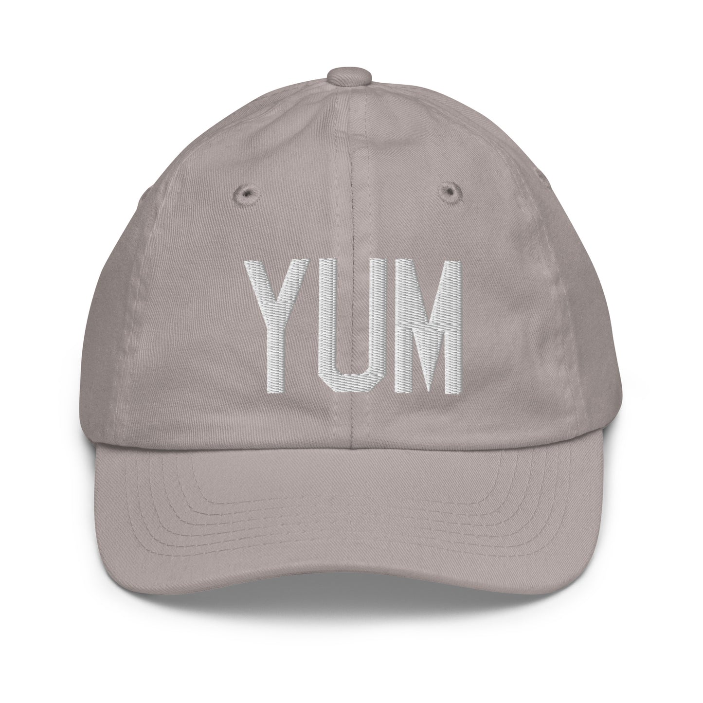 Airport Code Kid's Baseball Cap - White • YUM Yuma • YHM Designs - Image 25