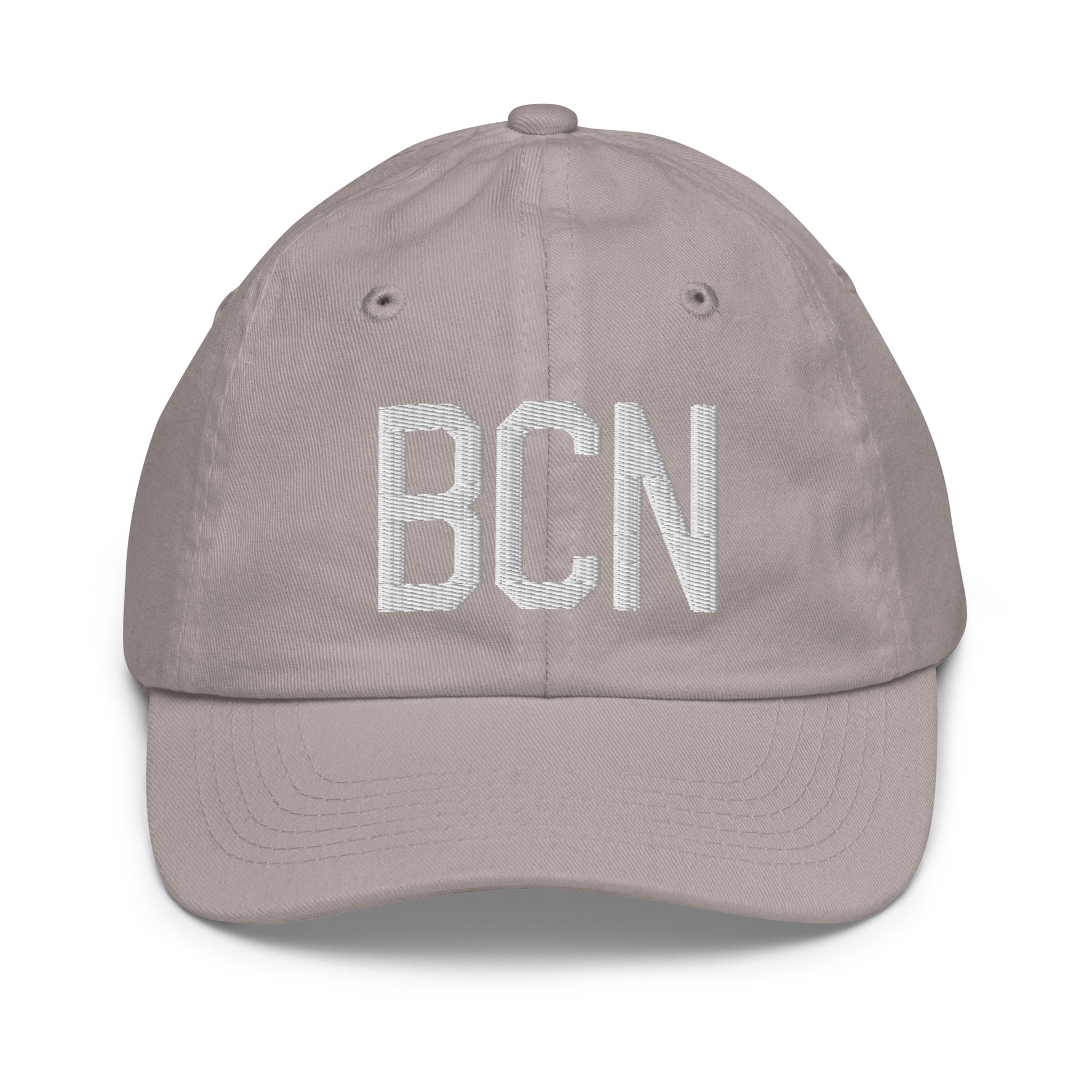 Airport Code Kid's Baseball Cap - White • BCN Barcelona • YHM Designs - Image 25