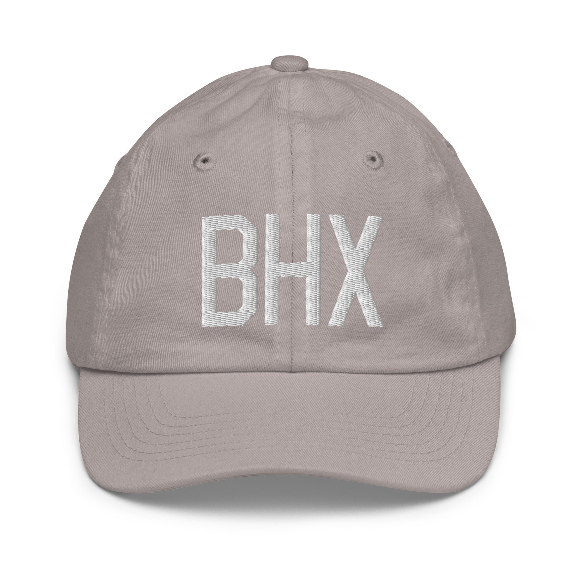 Airport Code Kid's Baseball Cap - White • BHX Birmingham • YHM Designs - Image 25