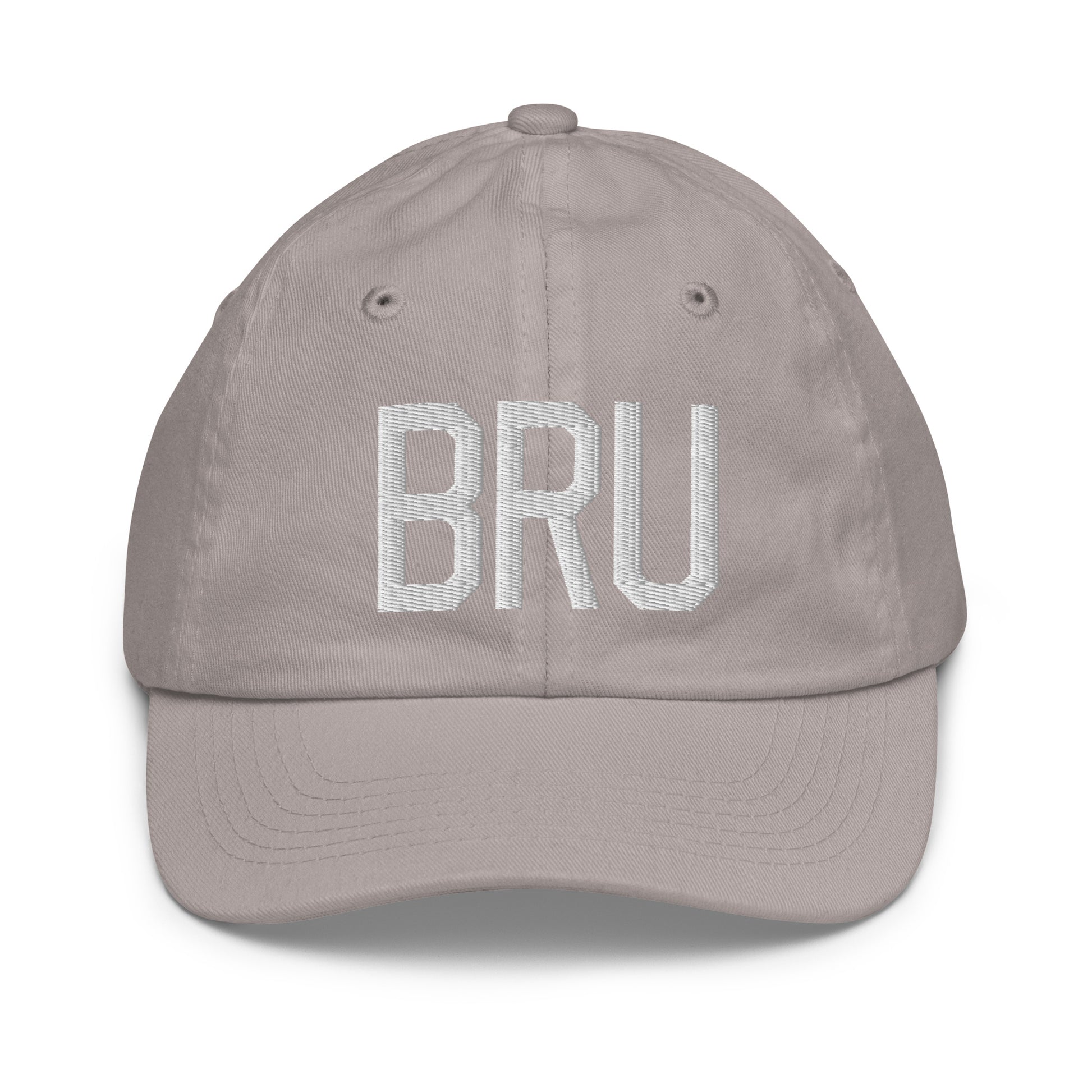 Airport Code Kid's Baseball Cap - White • BRU Brussels • YHM Designs - Image 25