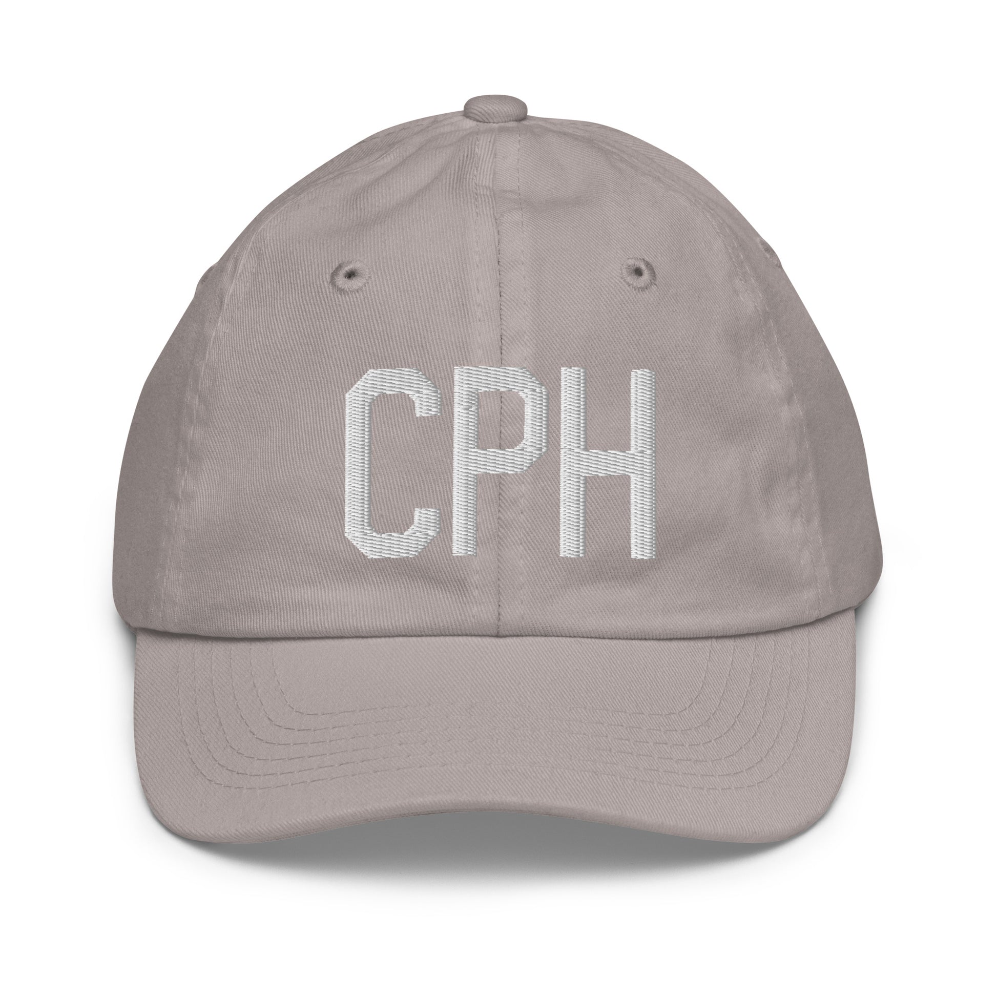 Airport Code Kid's Baseball Cap - White • CPH Copenhagen • YHM Designs - Image 25