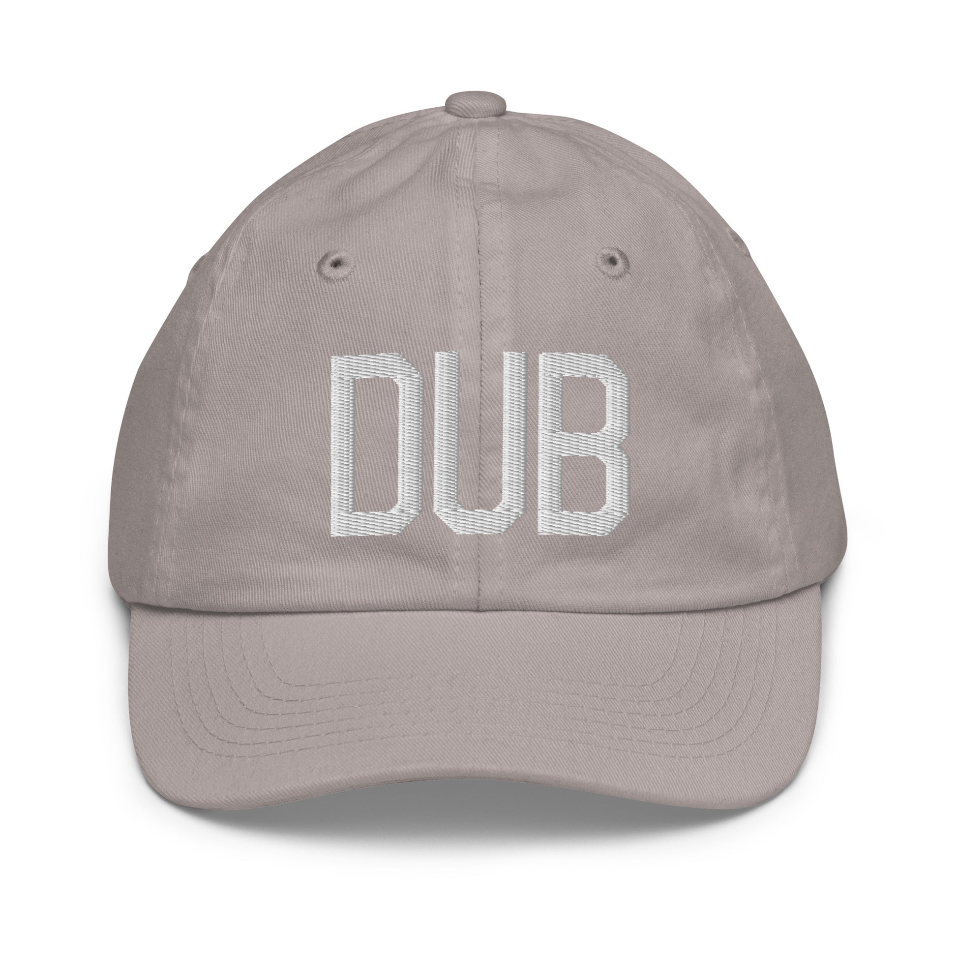 Airport Code Kid's Baseball Cap - White • DUB Dublin • YHM Designs - Image 25