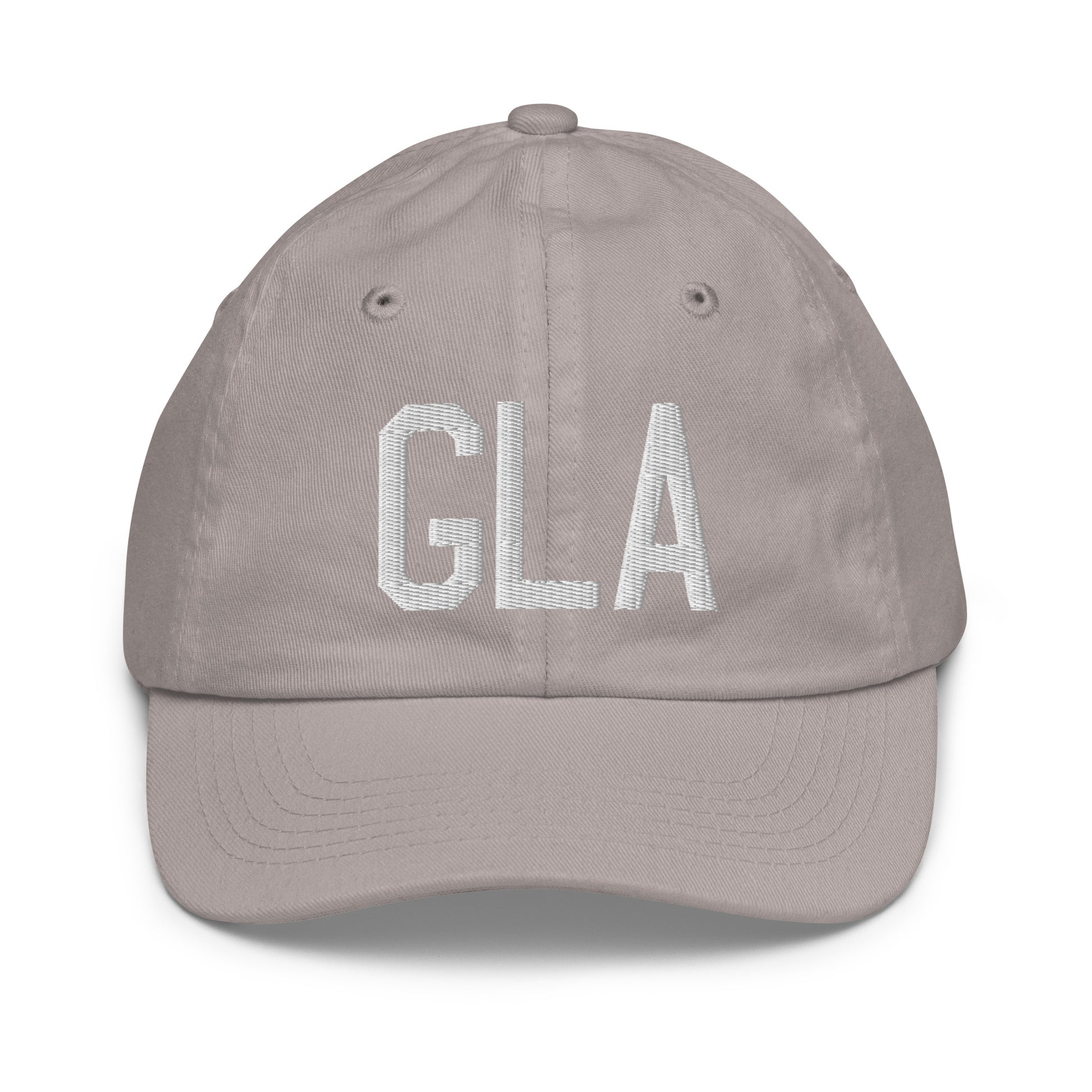 Airport Code Kid's Baseball Cap - White • GLA Glasgow • YHM Designs - Image 25