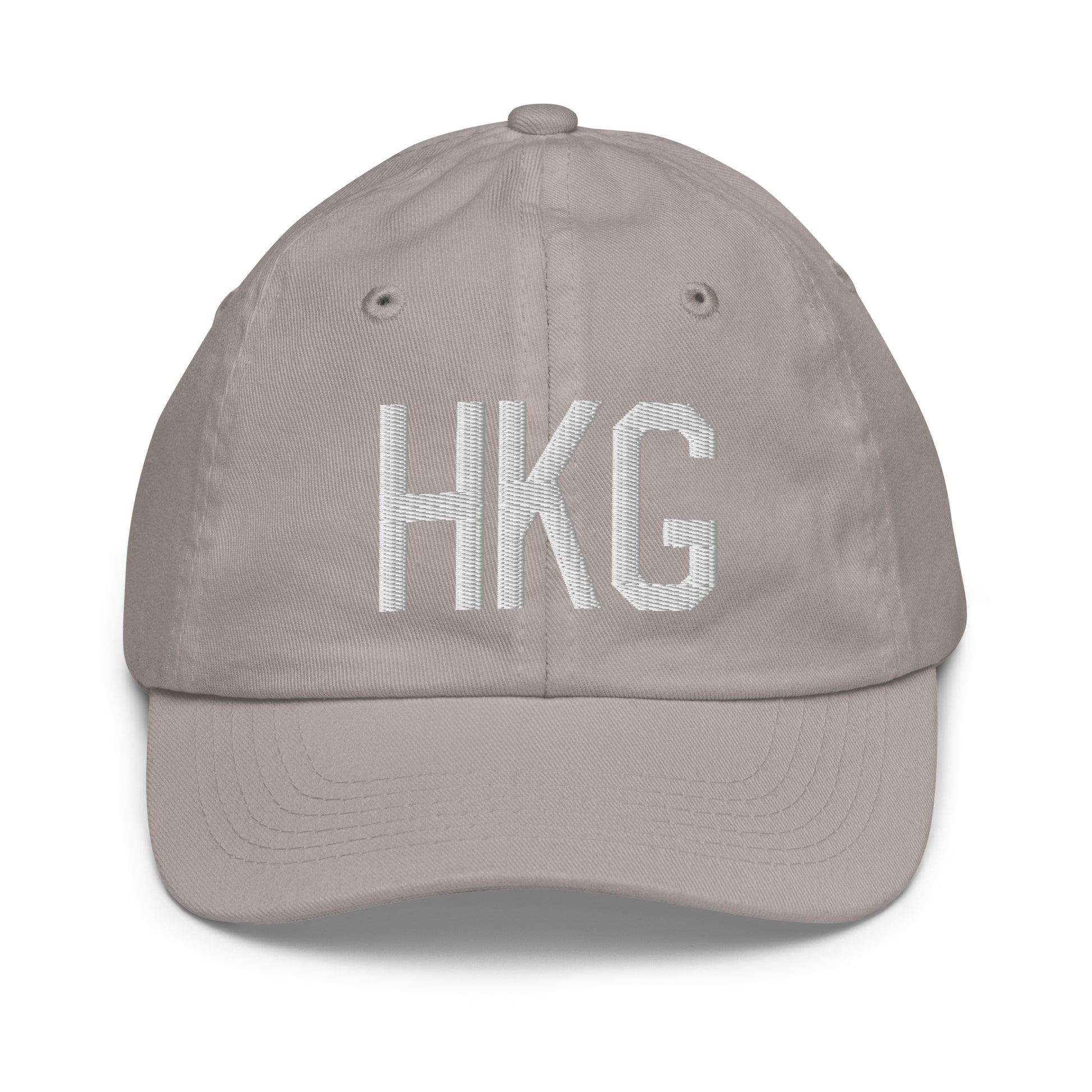 Airport Code Kid's Baseball Cap - White • HKG Hong Kong • YHM Designs - Image 25