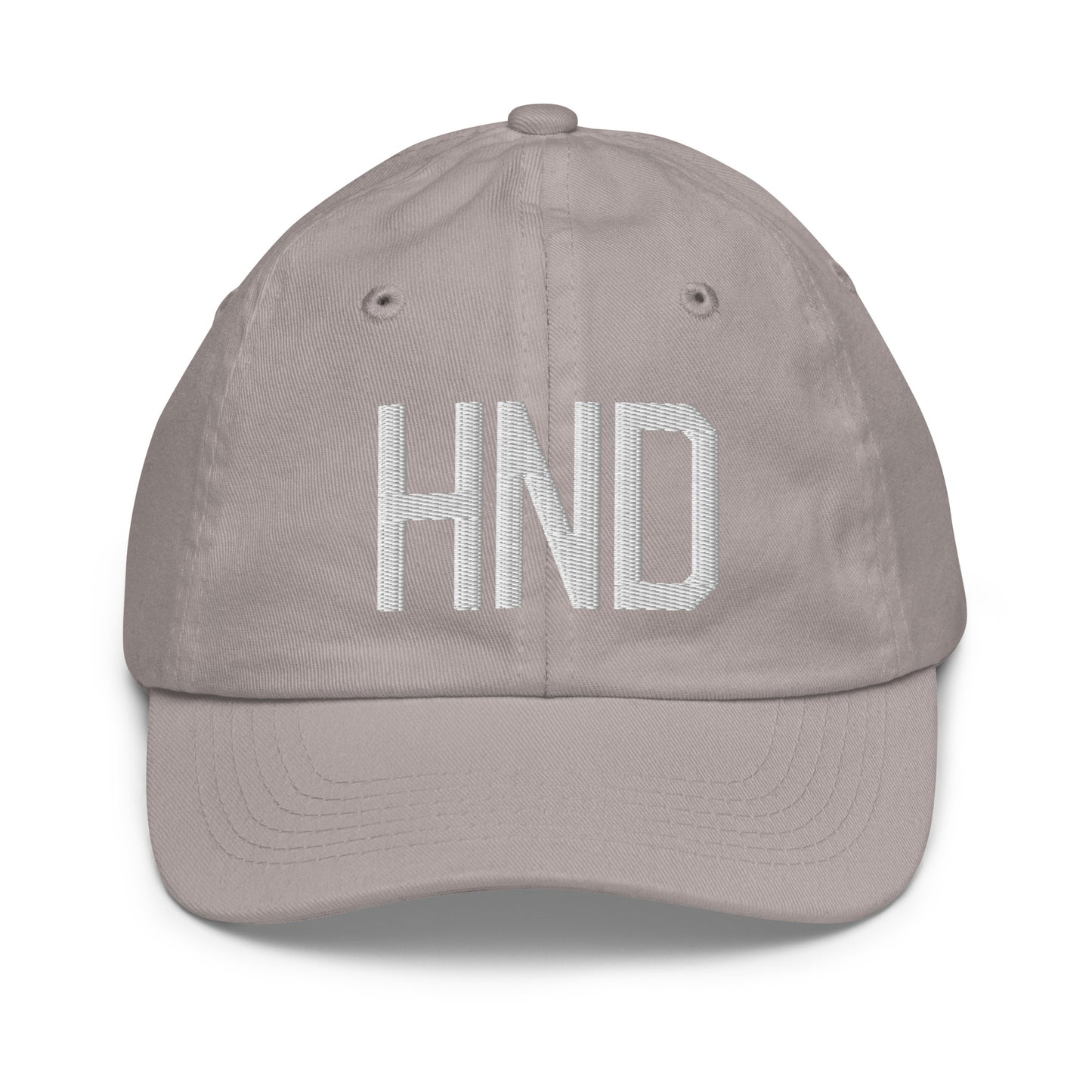 Airport Code Kid's Baseball Cap - White • HND Tokyo • YHM Designs - Image 25