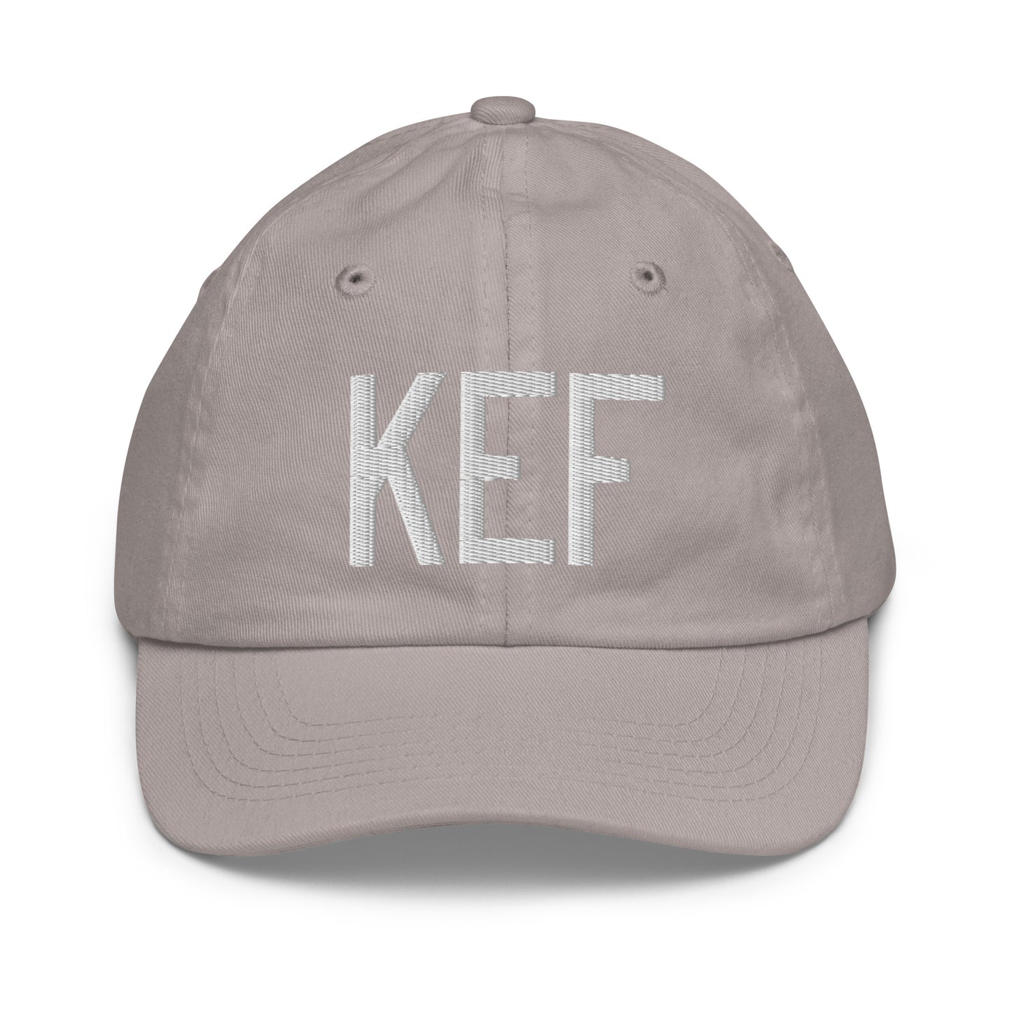 Airport Code Kid's Baseball Cap - White • KEF Reykjavik • YHM Designs - Image 25
