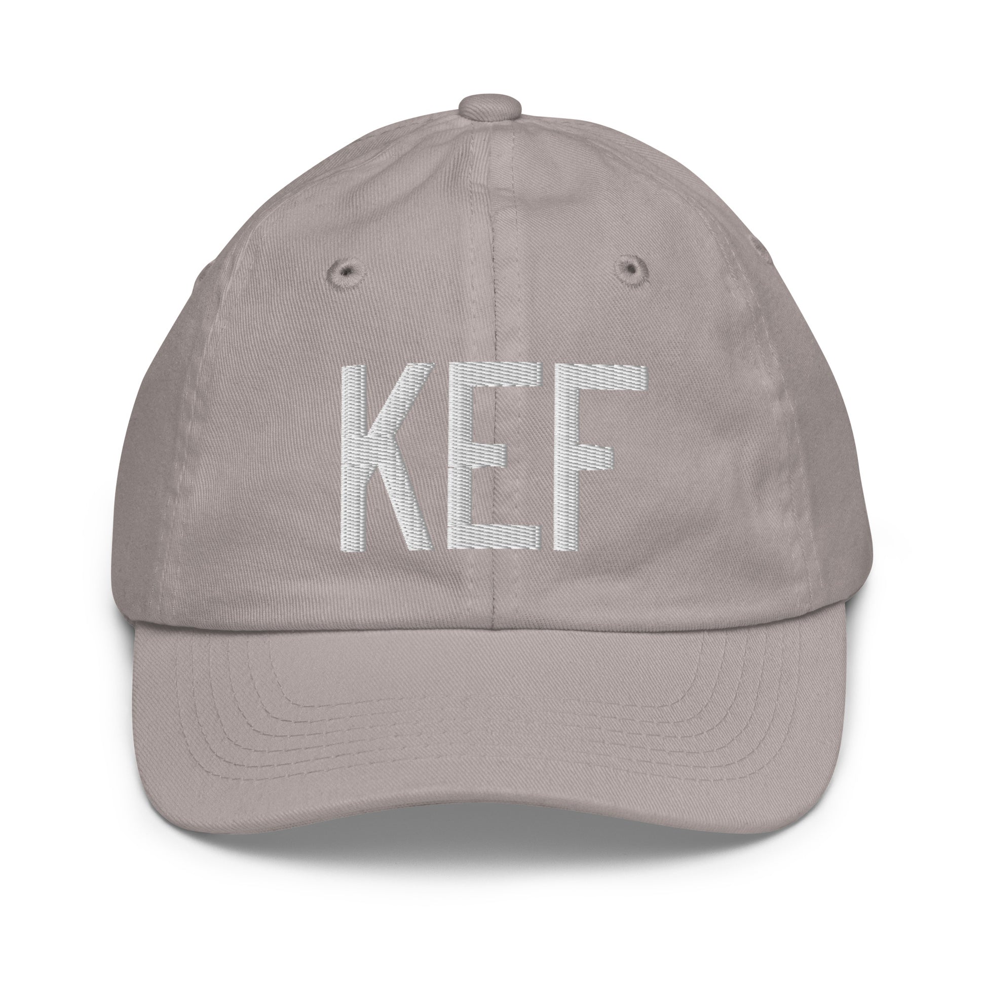 Airport Code Kid's Baseball Cap - White • KEF Reykjavik • YHM Designs - Image 25