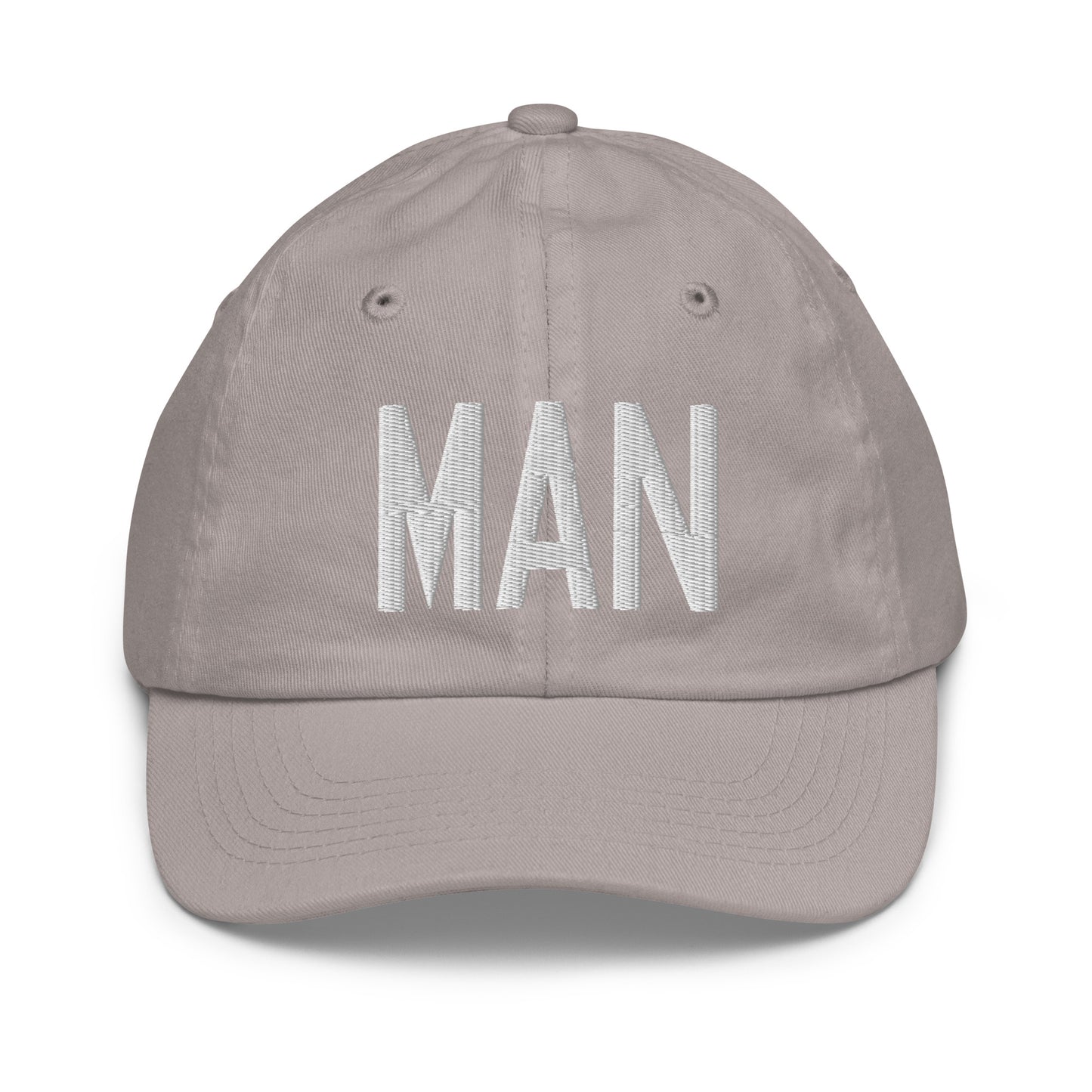 Airport Code Kid's Baseball Cap - White • MAN Manchester • YHM Designs - Image 25