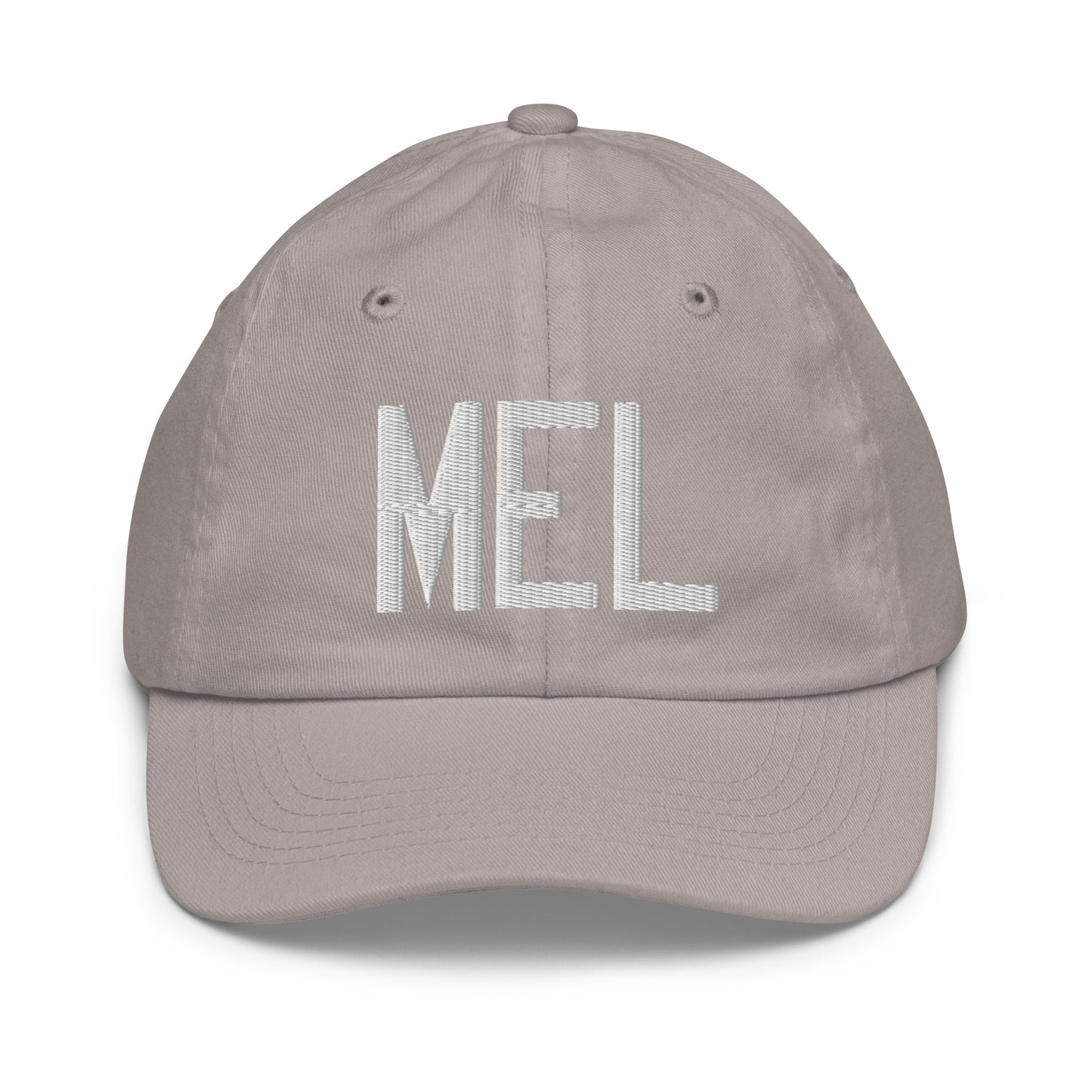 Airport Code Kid's Baseball Cap - White • MEL Melbourne • YHM Designs - Image 25