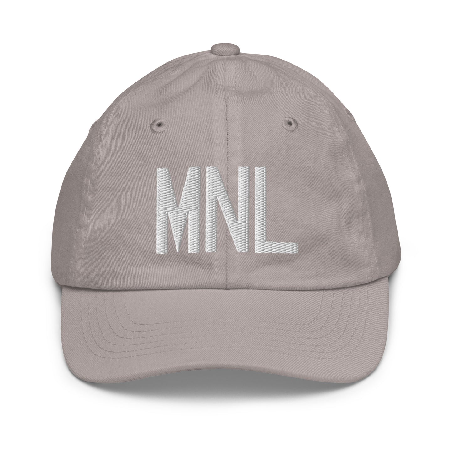 Airport Code Kid's Baseball Cap - White • MNL Manila • YHM Designs - Image 25