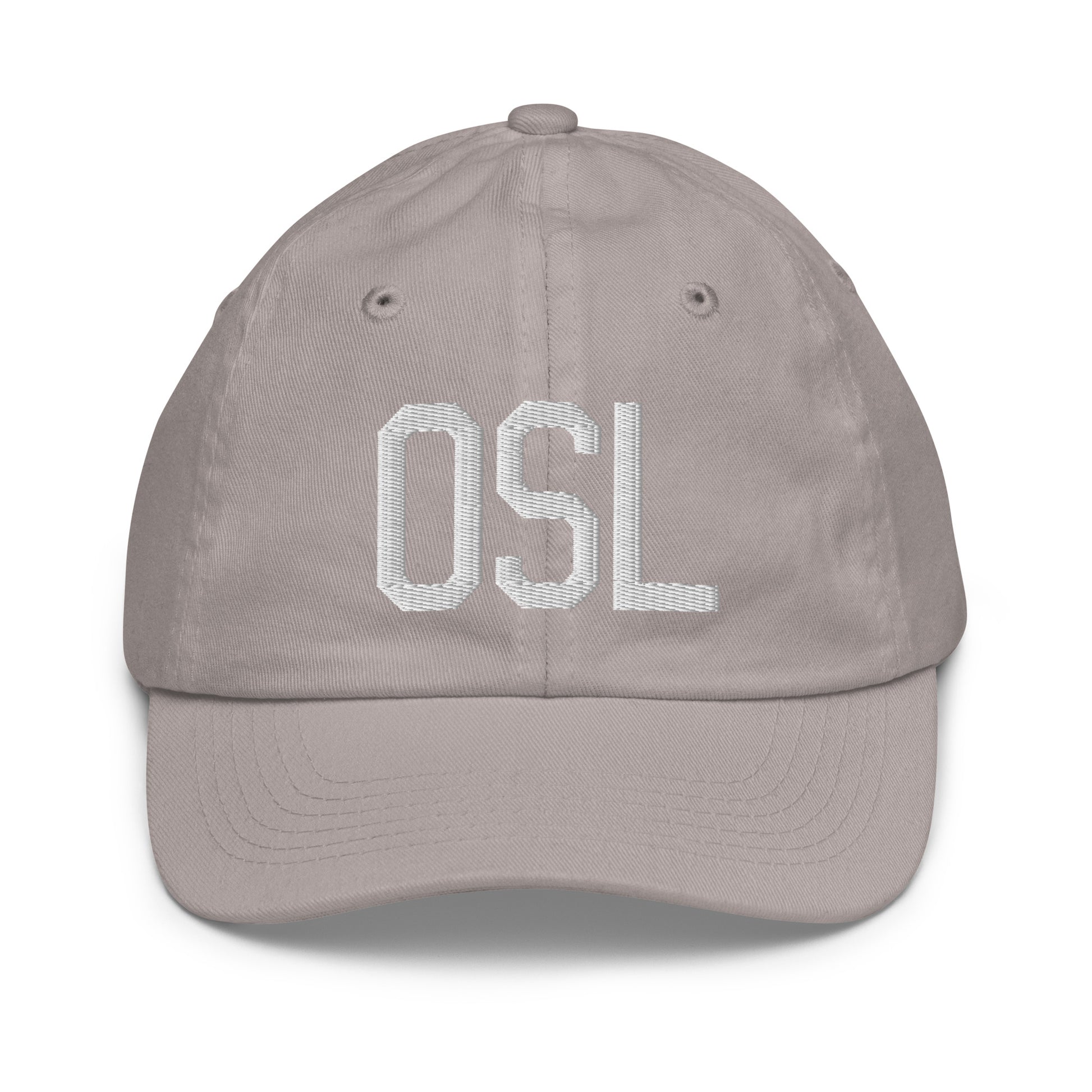 Airport Code Kid's Baseball Cap - White • OSL Oslo • YHM Designs - Image 25