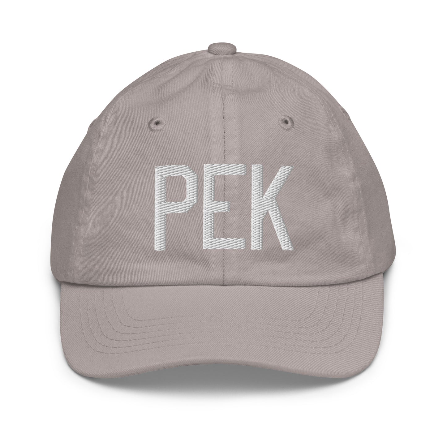 Airport Code Kid's Baseball Cap - White • PEK Beijing • YHM Designs - Image 25