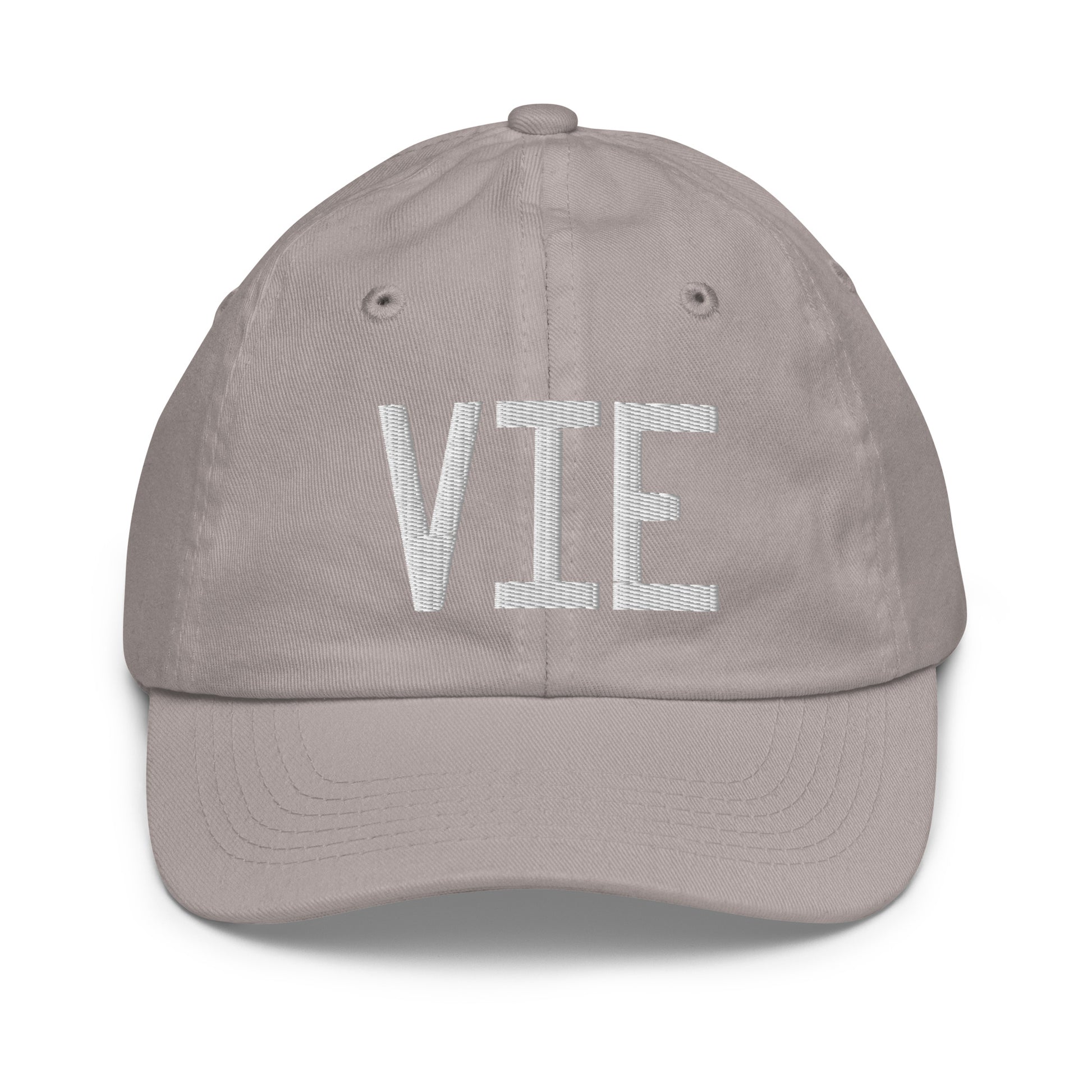 Airport Code Kid's Baseball Cap - White • VIE Vienna • YHM Designs - Image 25