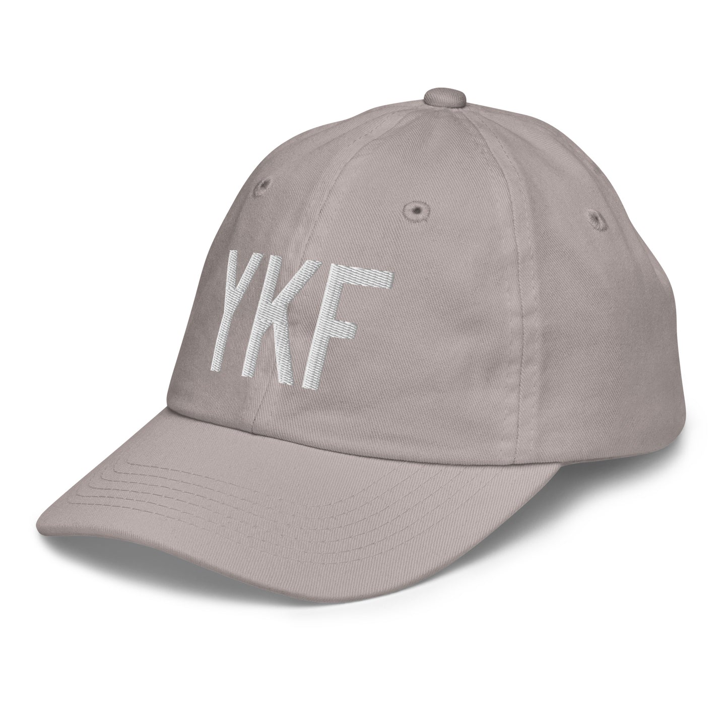 Airport Code Kid's Baseball Cap - White • YKF Waterloo • YHM Designs - Image 27