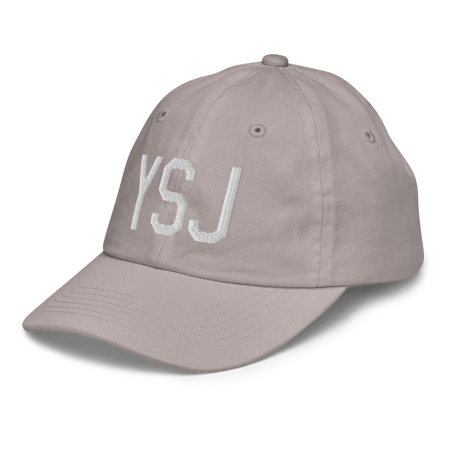 Airport Code Kid's Baseball Cap - White • YSJ Saint John • YHM Designs - Image 27