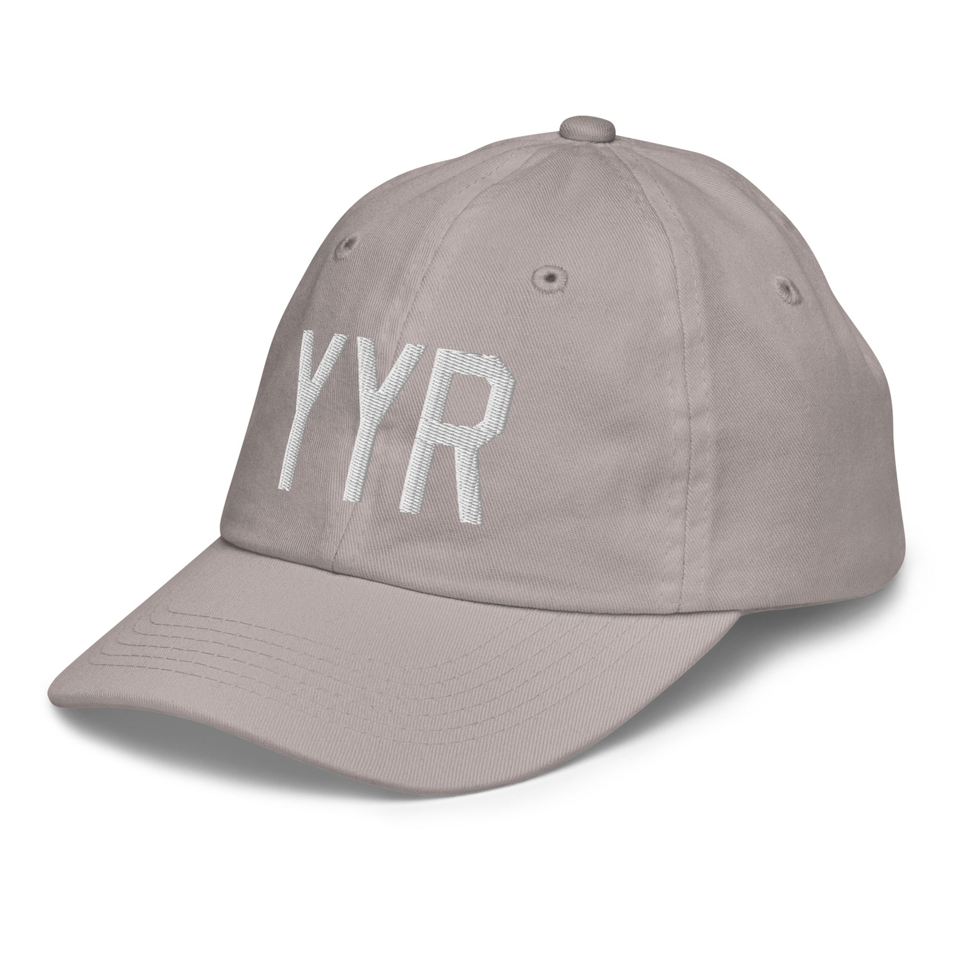 Airport Code Kid's Baseball Cap - White • YYR Goose Bay • YHM Designs - Image 27