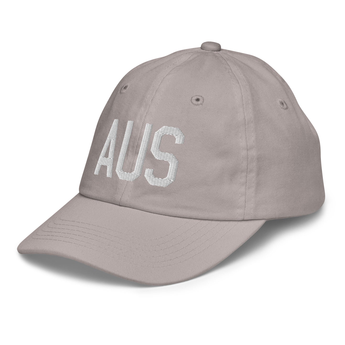 Airport Code Kid's Baseball Cap - White • AUS Austin • YHM Designs - Image 27