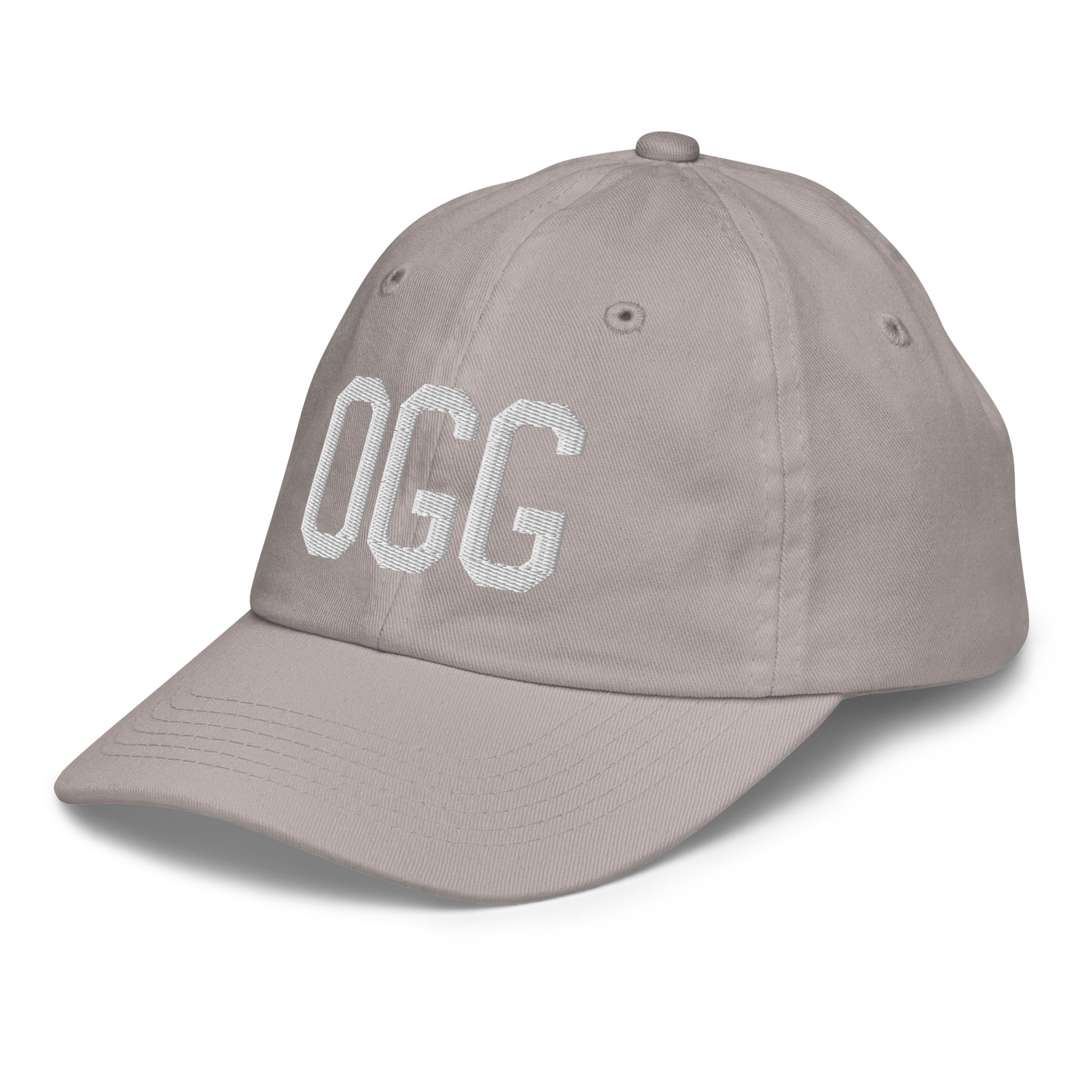 Airport Code Kid's Baseball Cap - White • OGG Maui • YHM Designs - Image 27