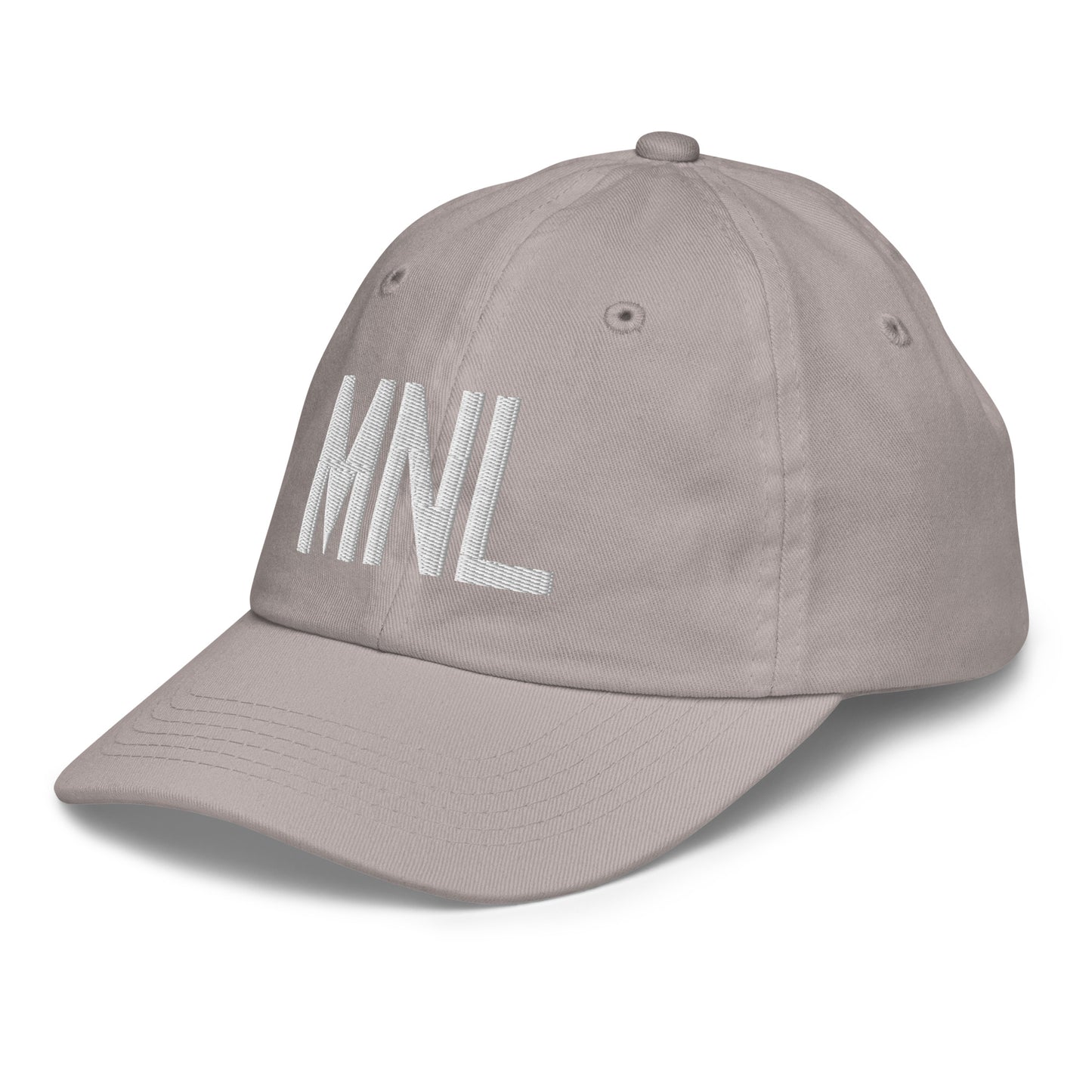 Airport Code Kid's Baseball Cap - White • MNL Manila • YHM Designs - Image 27
