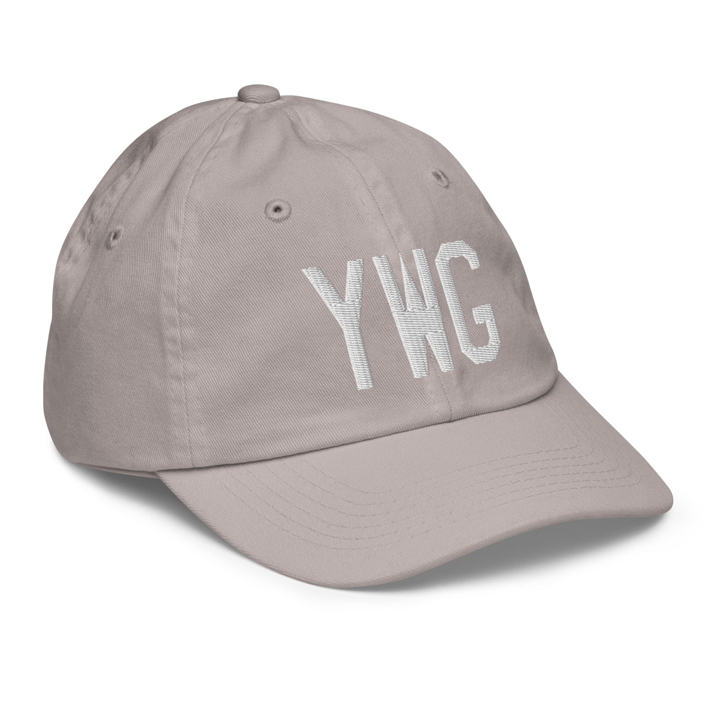 Airport Code Kid's Baseball Cap - White • YWG Winnipeg • YHM Designs - Image 26