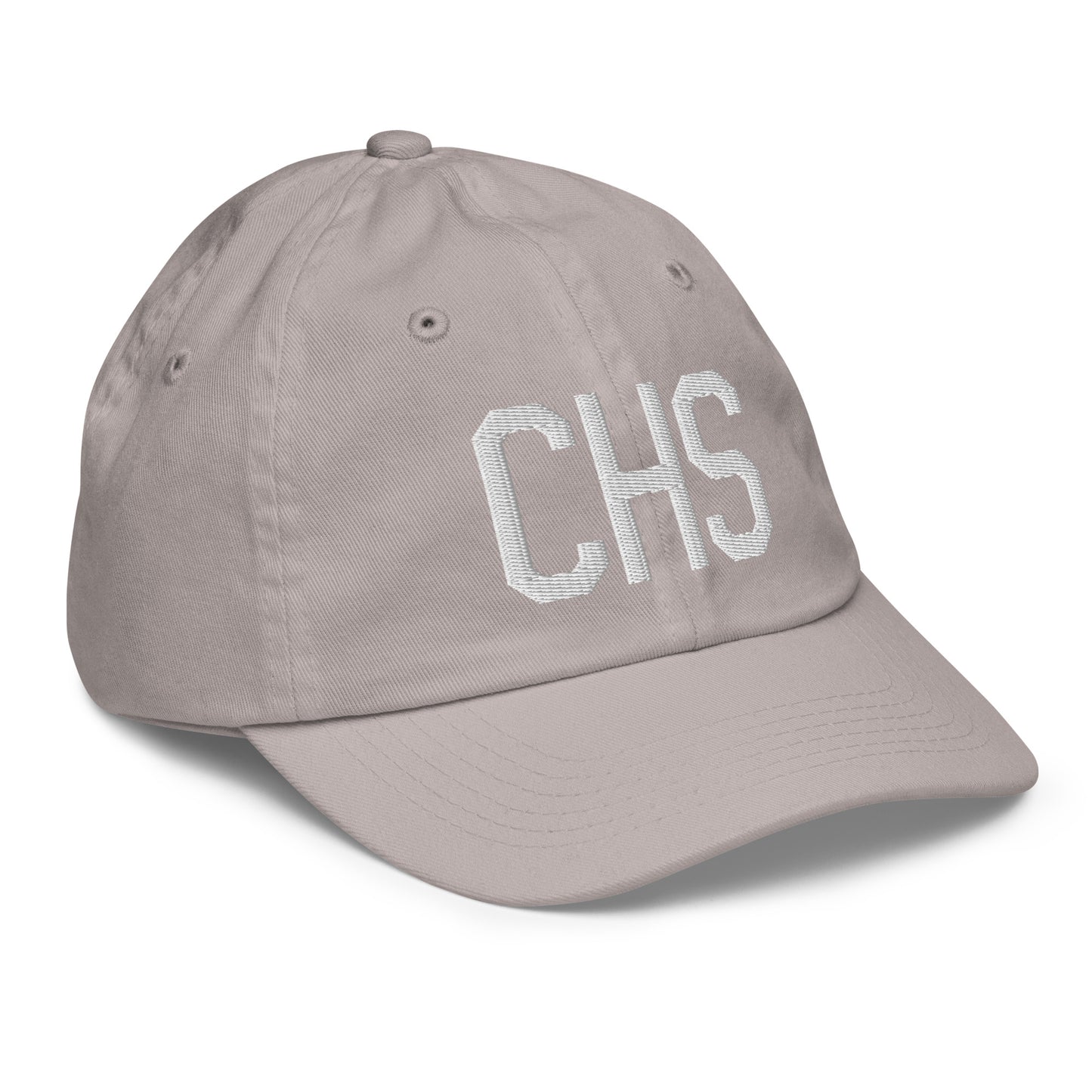 Airport Code Kid's Baseball Cap - White • CHS Charleston • YHM Designs - Image 26