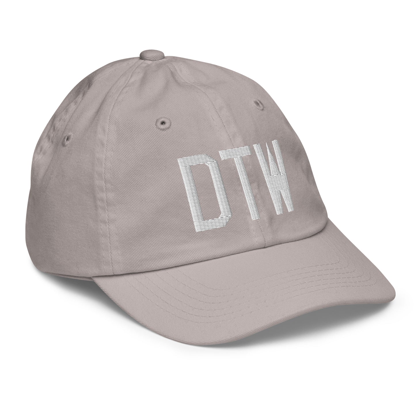 Airport Code Kid's Baseball Cap - White • DTW Detroit • YHM Designs - Image 26