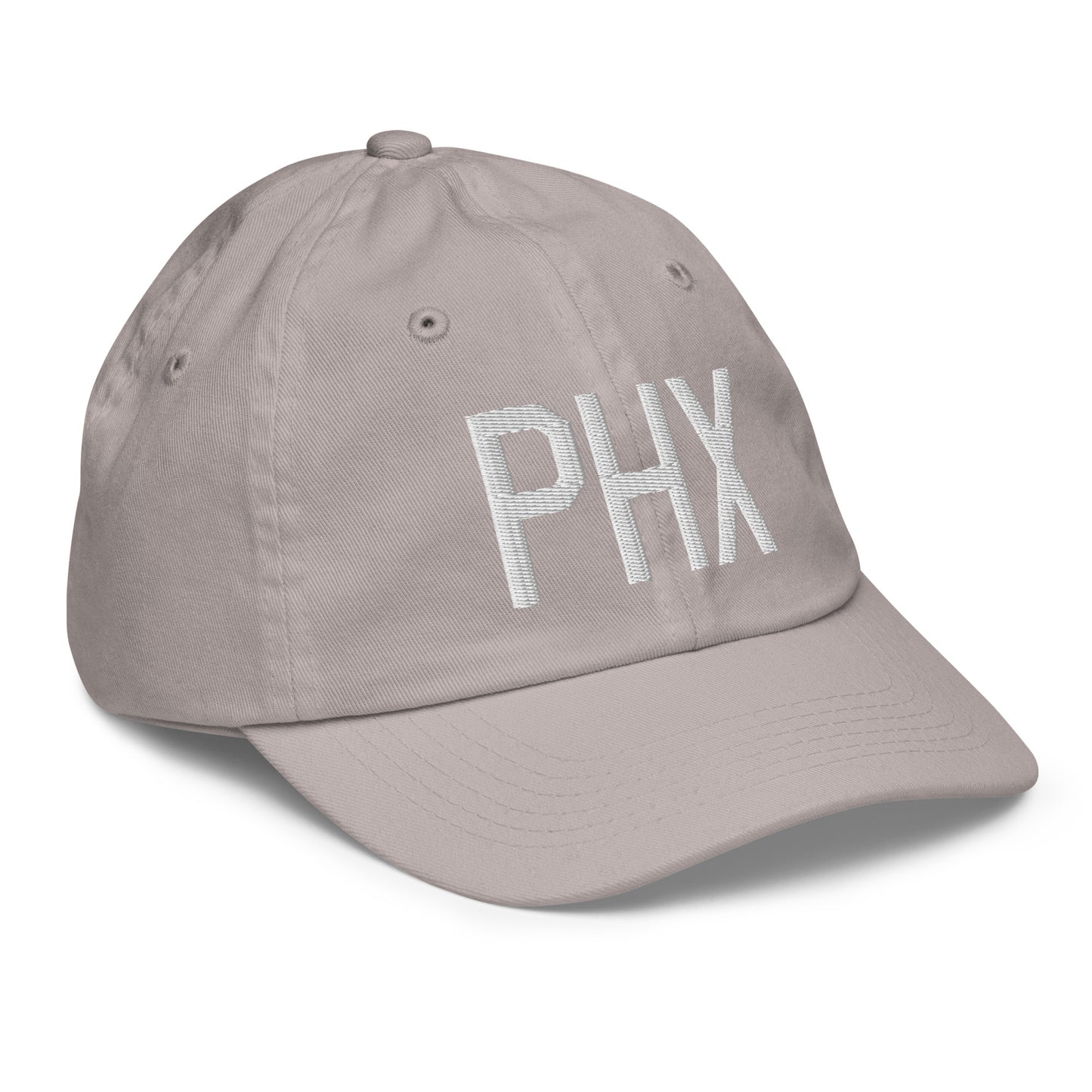 Airport Code Kid's Baseball Cap - White • PHX Phoenix • YHM Designs - Image 26