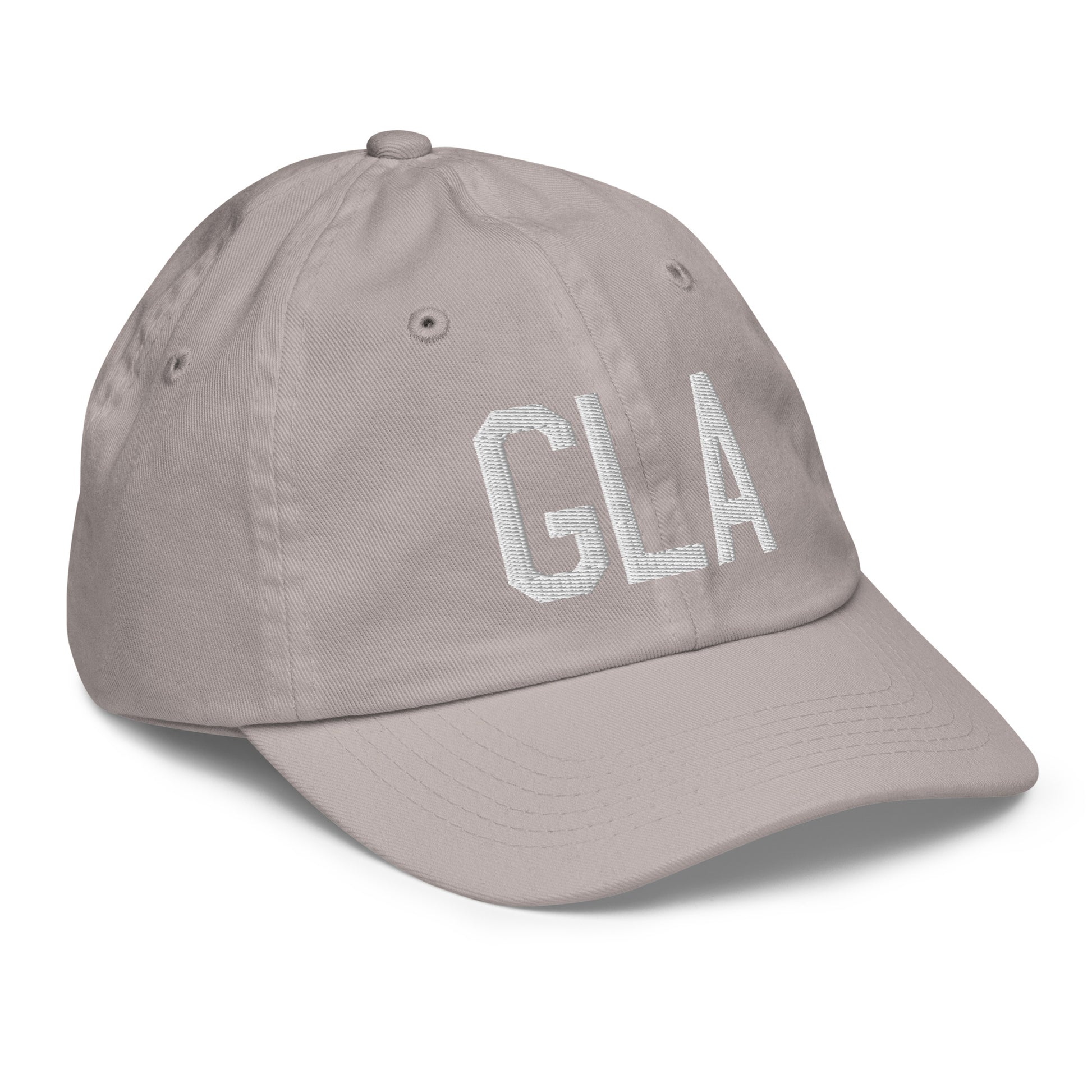 Airport Code Kid's Baseball Cap - White • GLA Glasgow • YHM Designs - Image 26